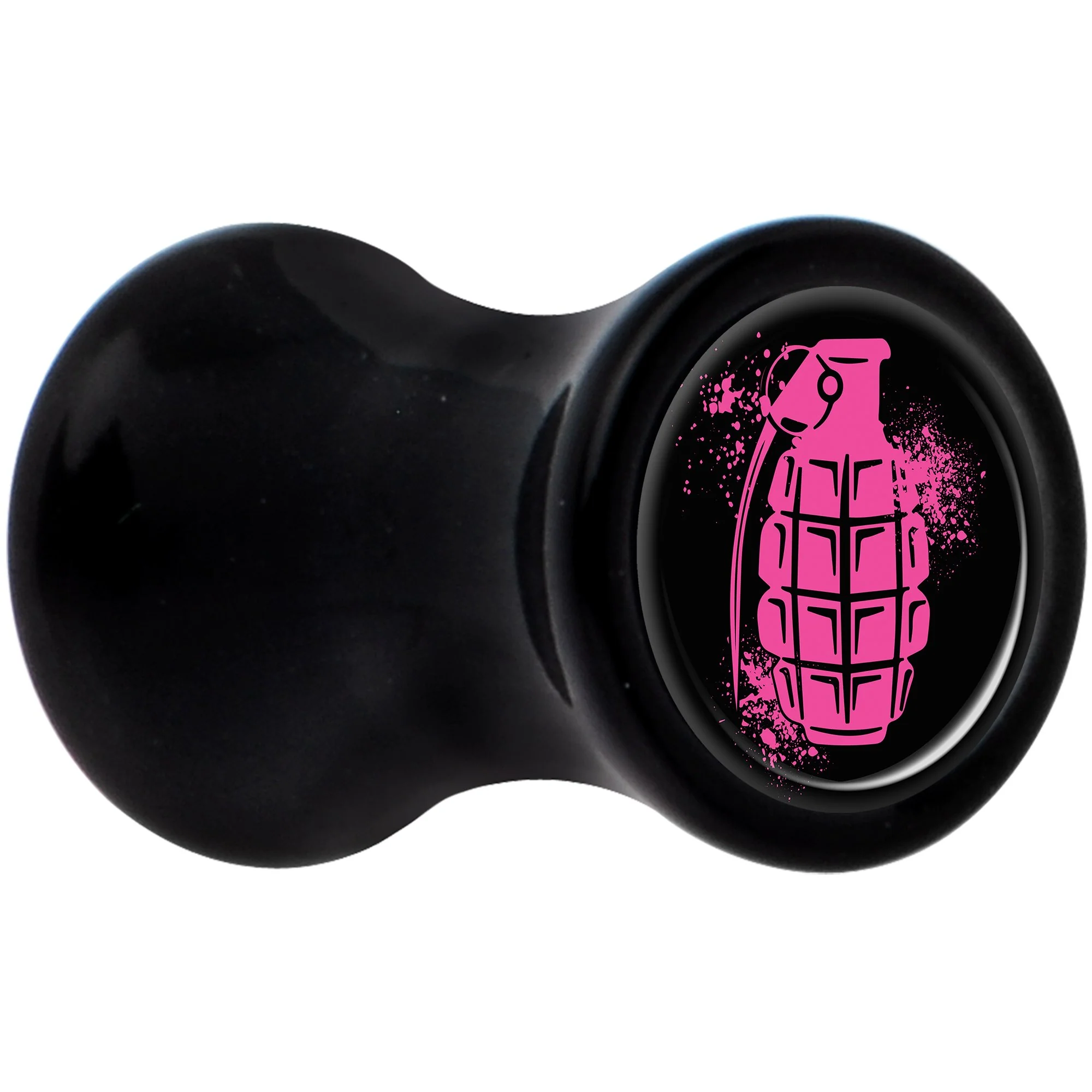 Black Acrylic Pink Grenade Saddle Plug Set 4G - Image 2