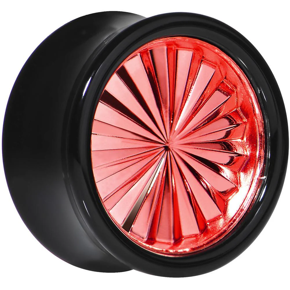 Black Acrylic Red Flashy Tire Rim Saddle Plug 2G to 20mm - Image 8