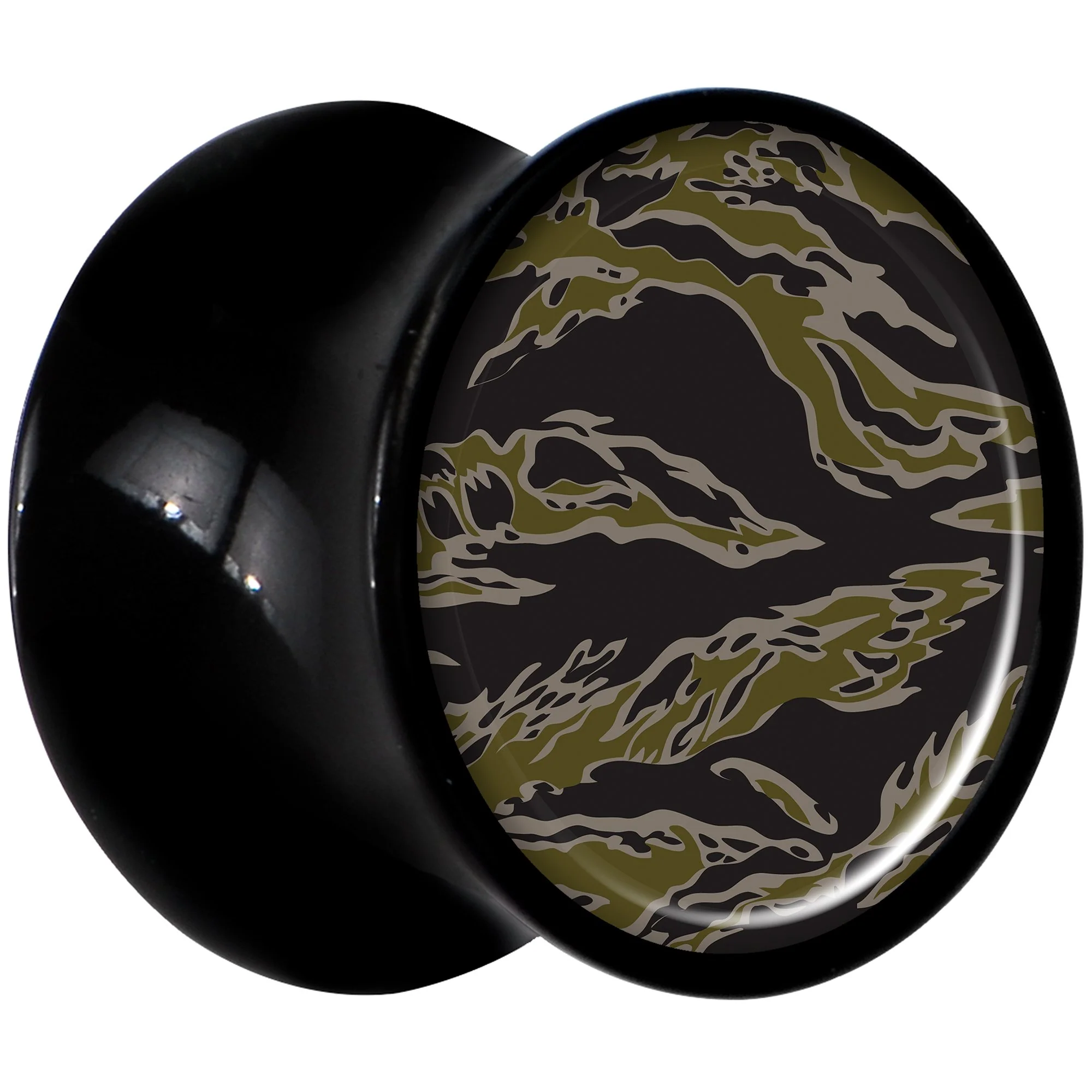 Black Acrylic Tiger Camo Print Saddle Plug Set 00G - Image 2