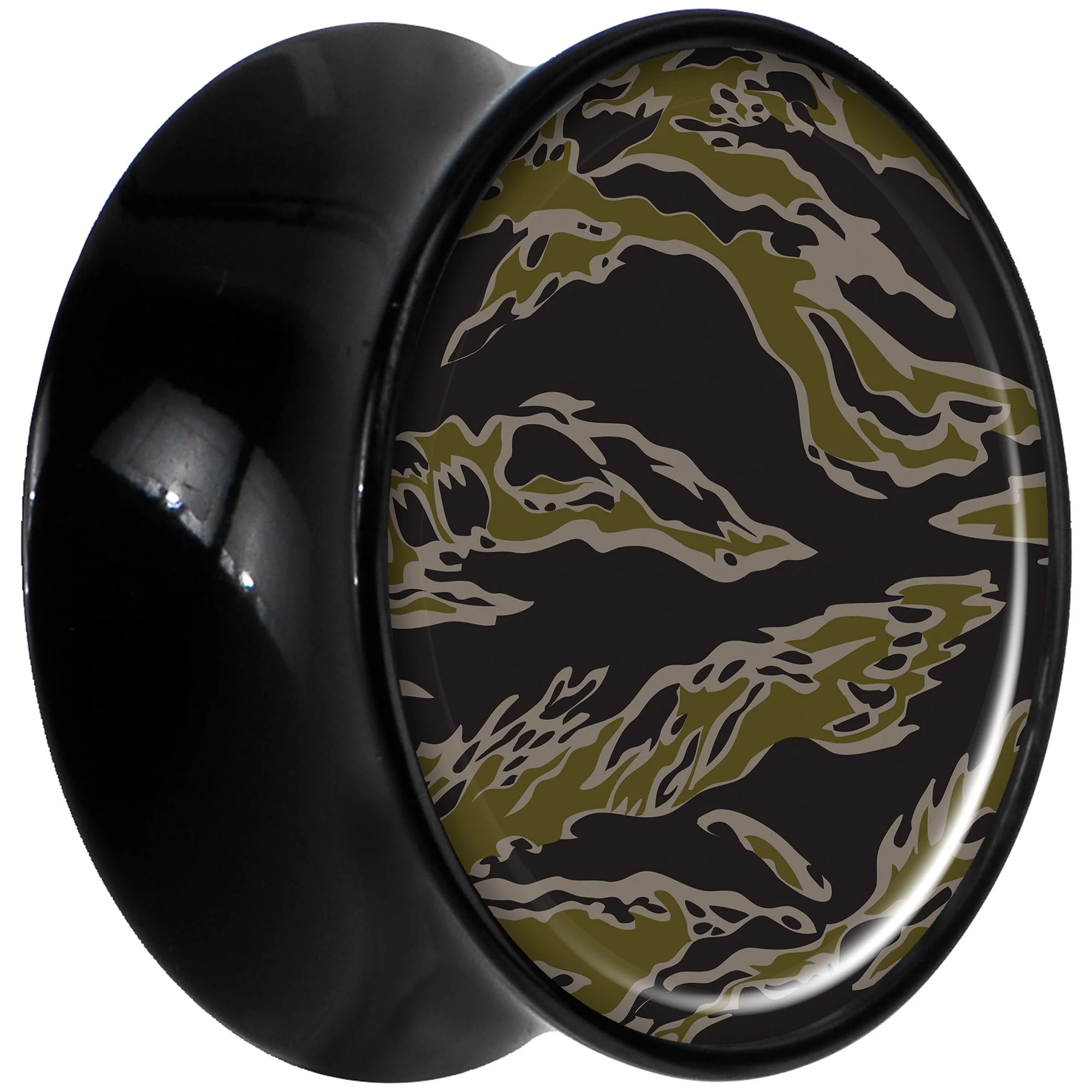Black Acrylic Tiger Camo Print Saddle Plug Set 9/16 - Image 2