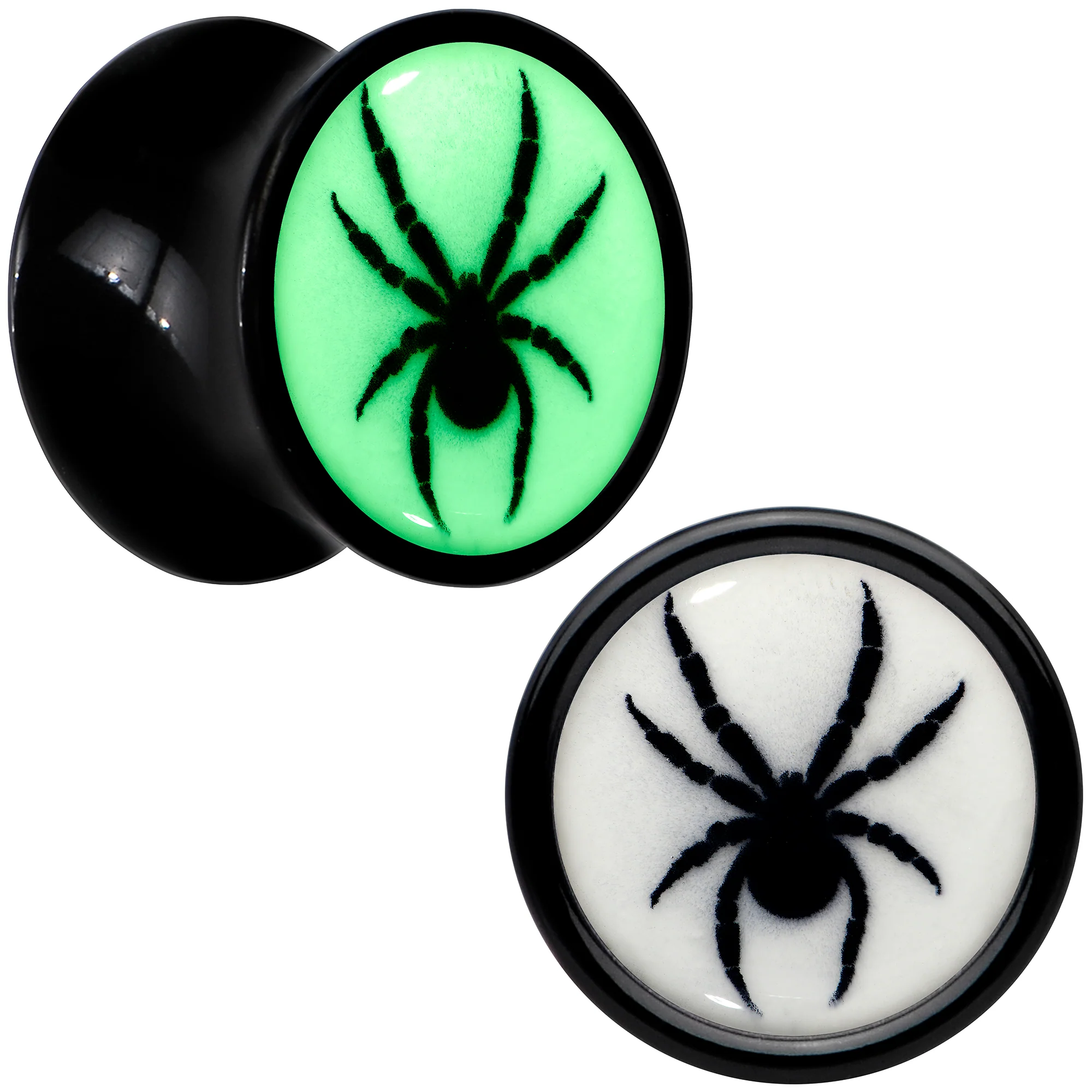 Black Acrylic Widow Spider Glow in the Dark Double Flare Plug Set by Onyx O - Image 13