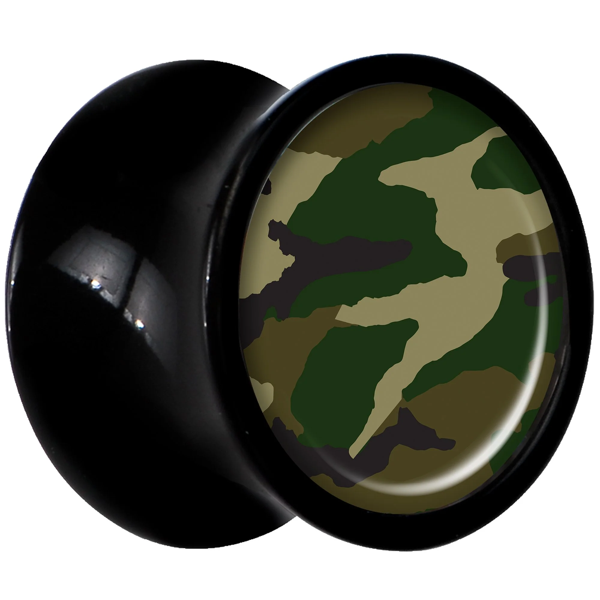 Black Acrylic Woodland Camo Print Saddle Plug Set 0G - Image 2