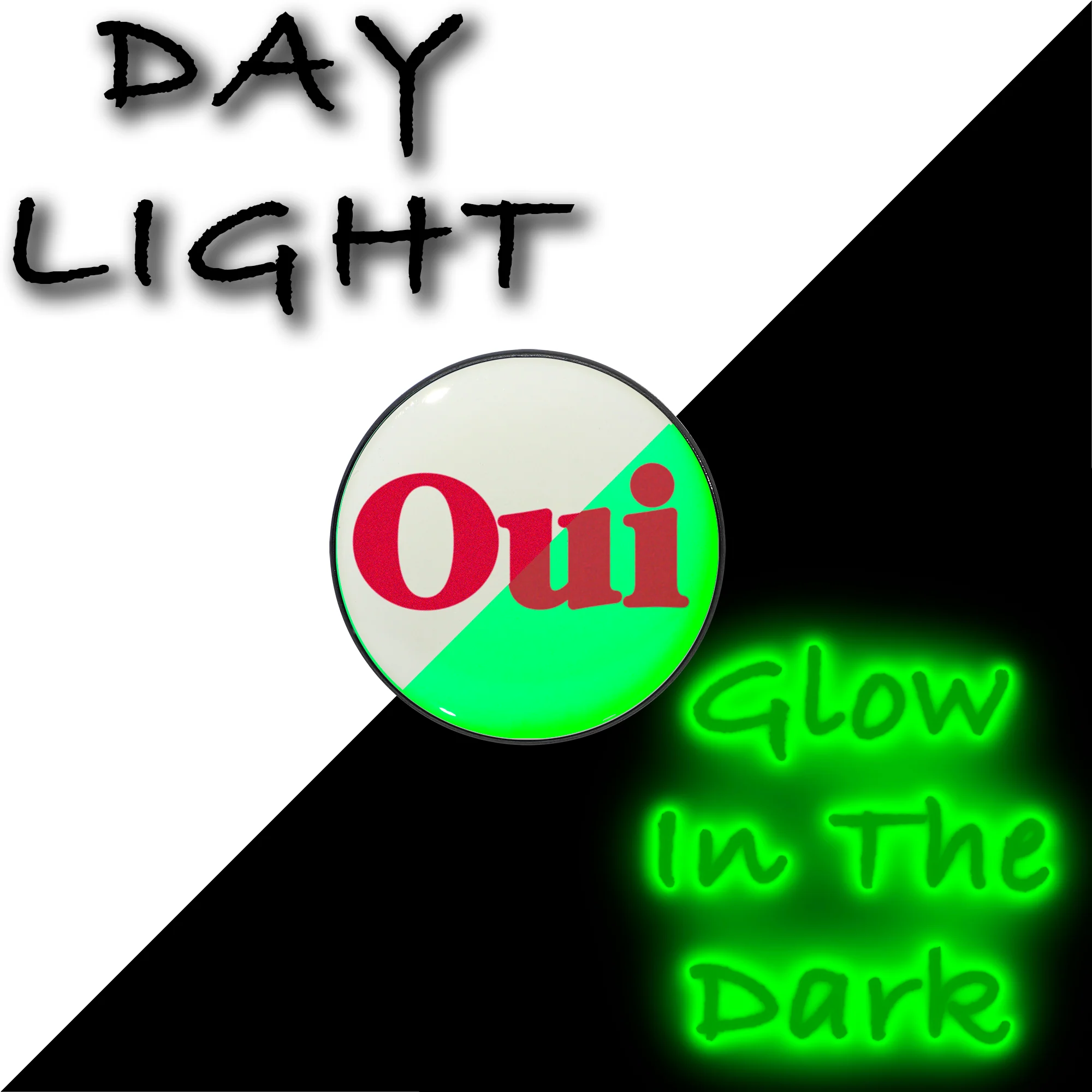 Black Anodized OUI Glow in the Dark Stud Earrings by Onyx O - Image 5