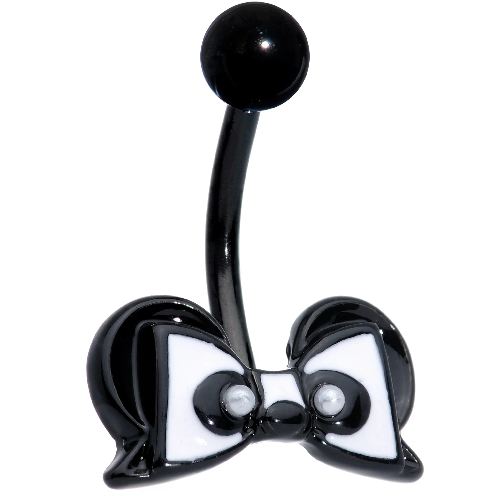 Black Bow Panda Bear Belly Ring - Image 2
