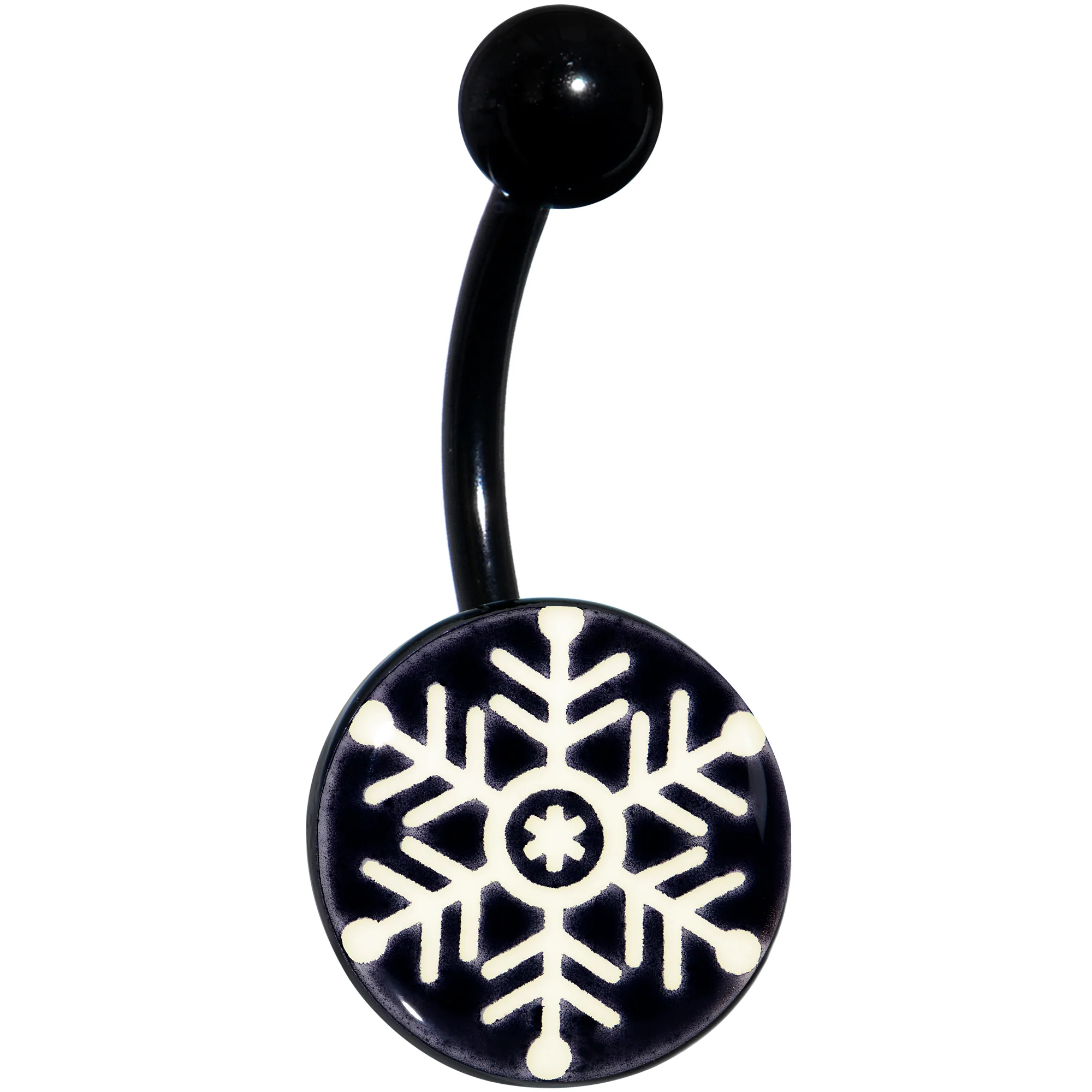 Black Glow in the Dark Holiday Snowflake Belly Ring by Onyx O - Image 10