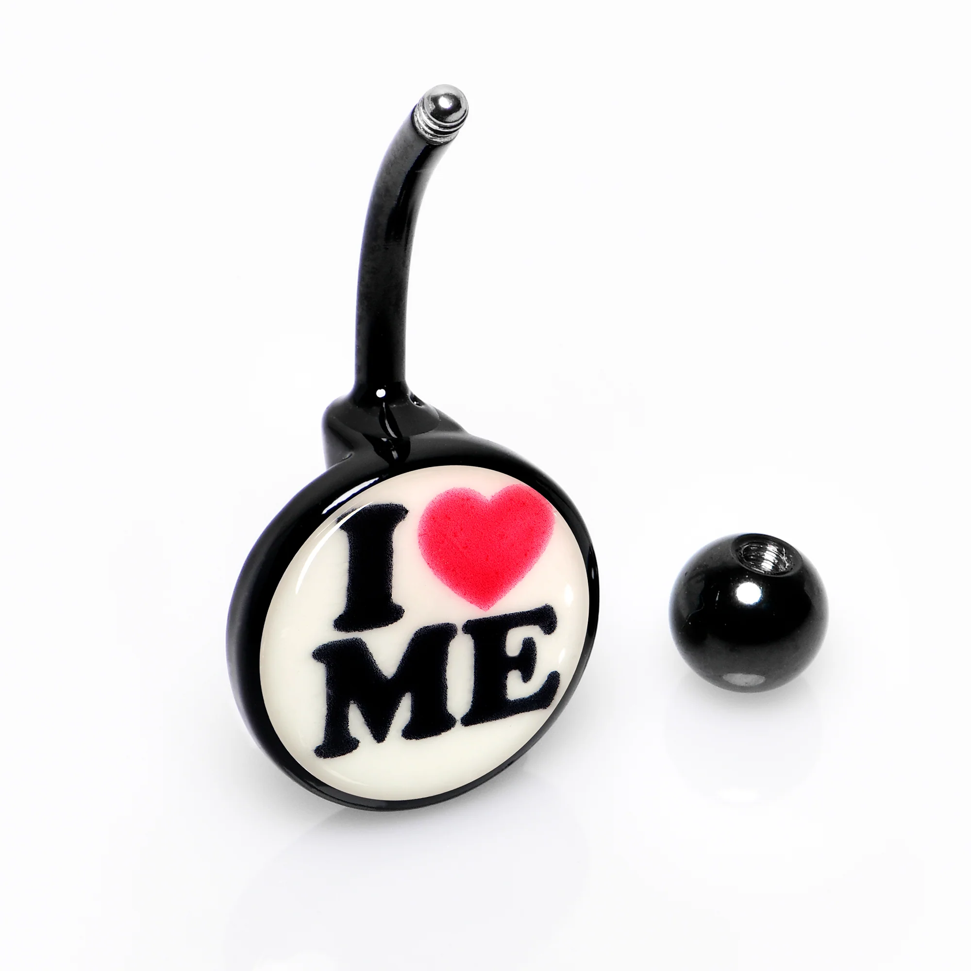 Black Glow in the Dark I Love Me Belly Ring by Onyx O - Image 6