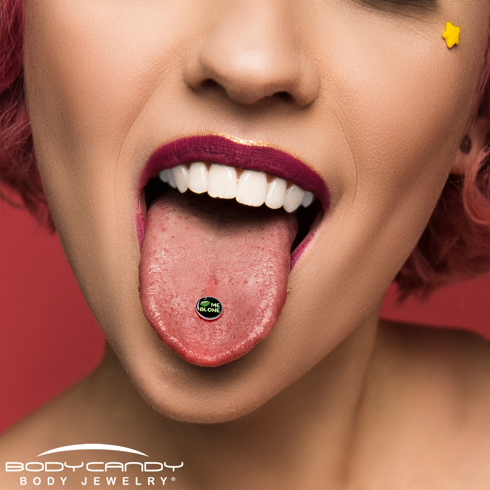 Black Green Leaf Me Alone Barbell Tongue Ring by Onyx O - Image 6