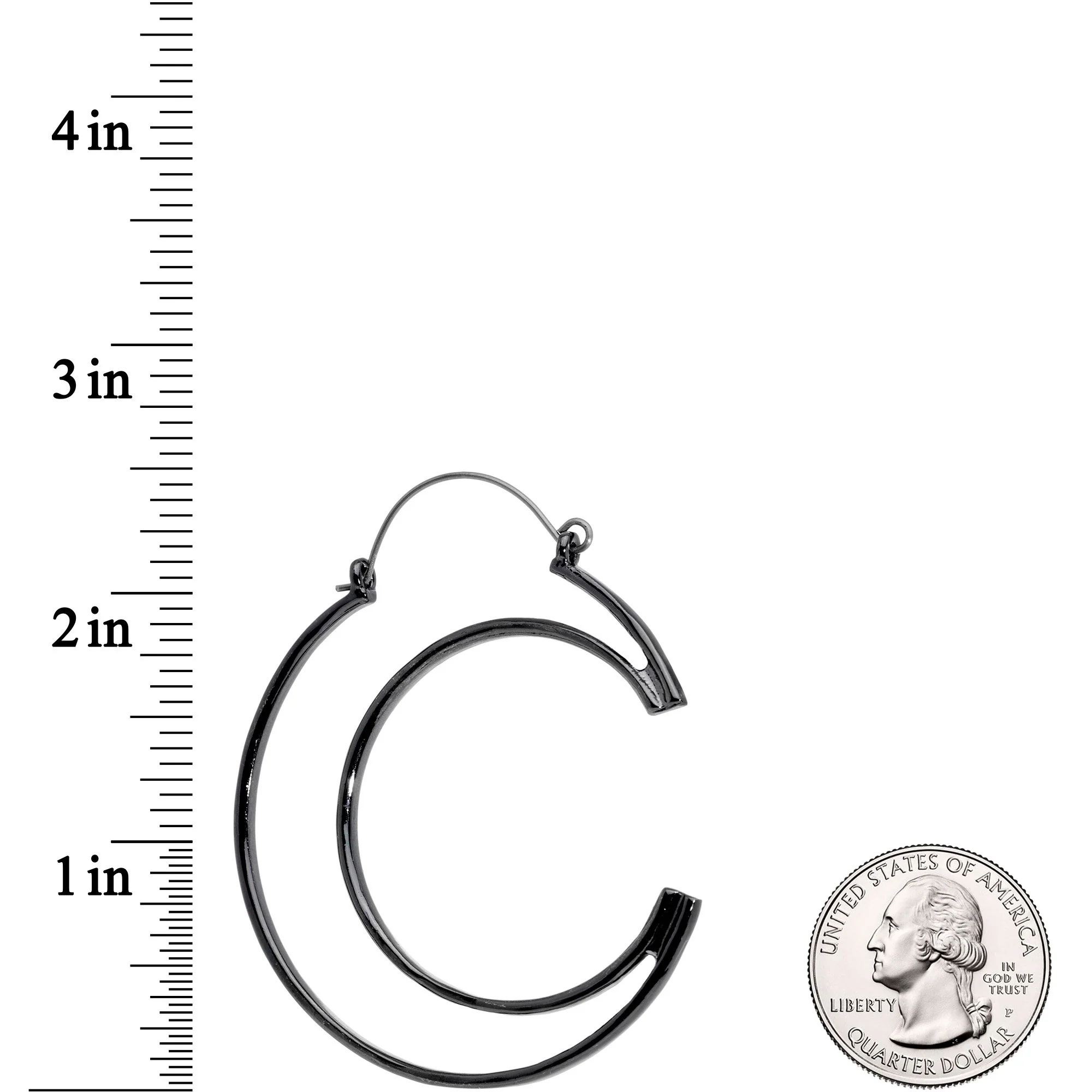 Black Howl at the Moon Crescent Moon Tunnel Plug Earrings - Image 4