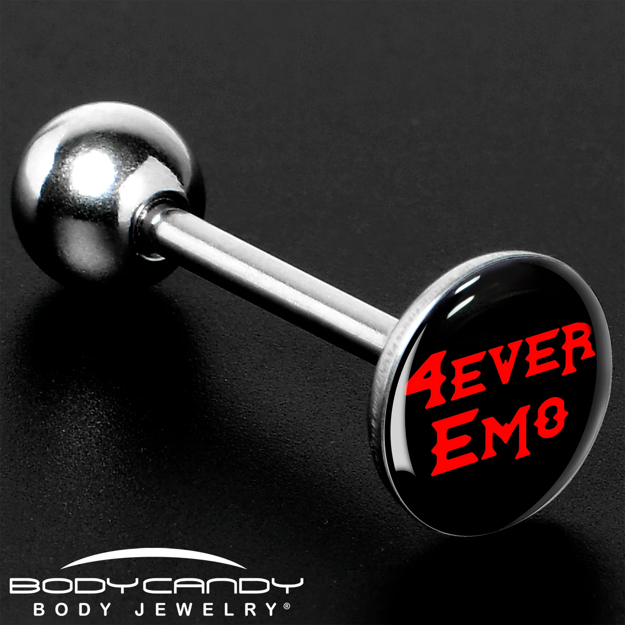 Black Red 4 Ever Emo Barbell Tongue Ring by Onyx O - Image 8