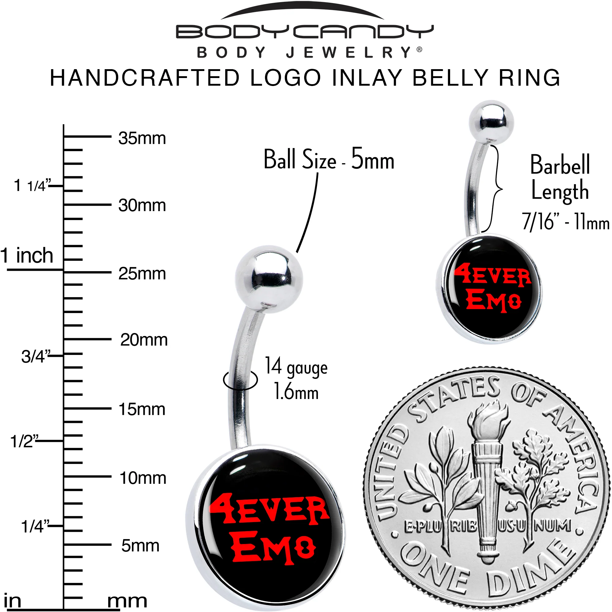 Black Red 4 Ever Emo Belly Ring by Onyx O - Image 6