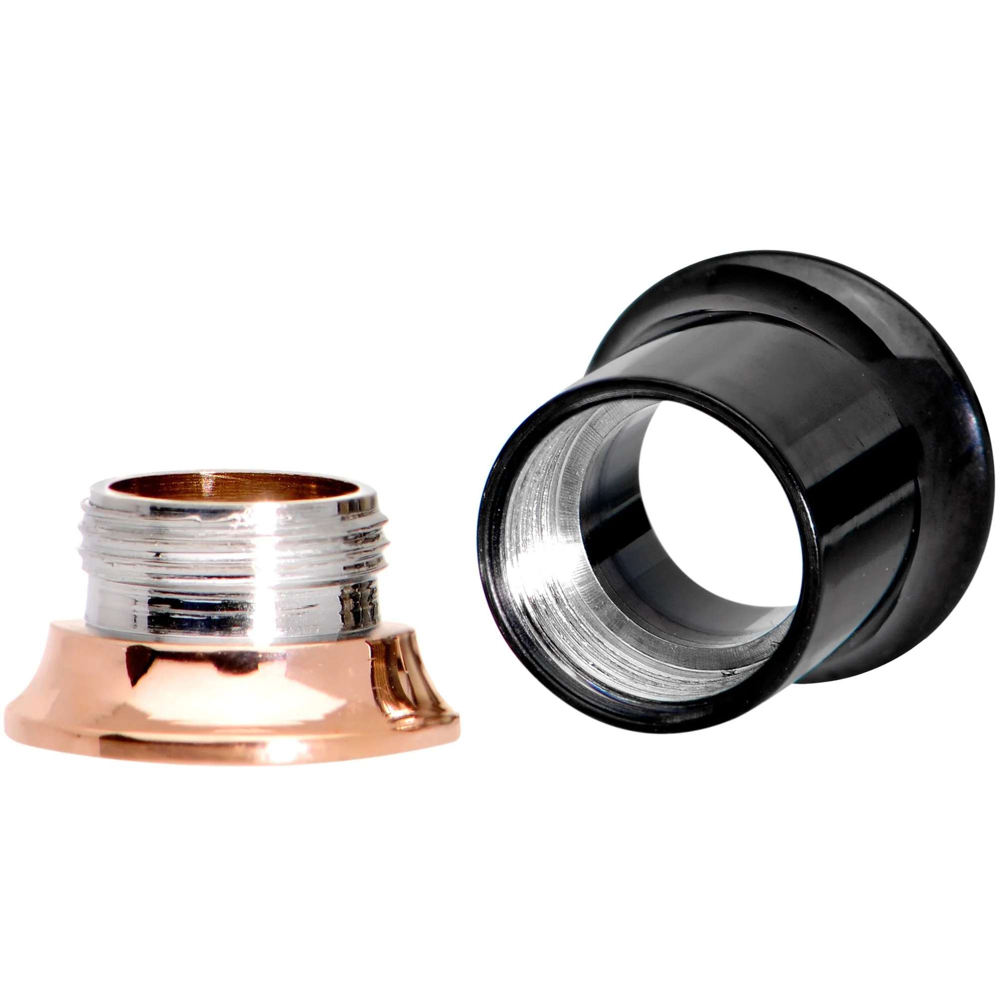 Black Rose Gold PVD Two Tone Screw Fit Tunnel Plug Set 3mm to 16mm - Image 5