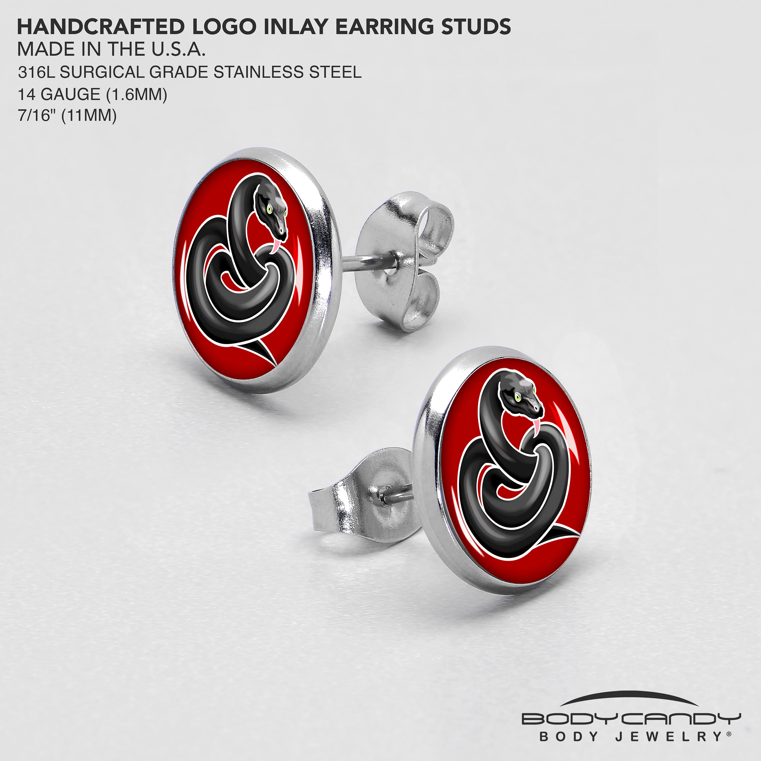 Black Snake Stud Earrings by Onyx O - Image 7