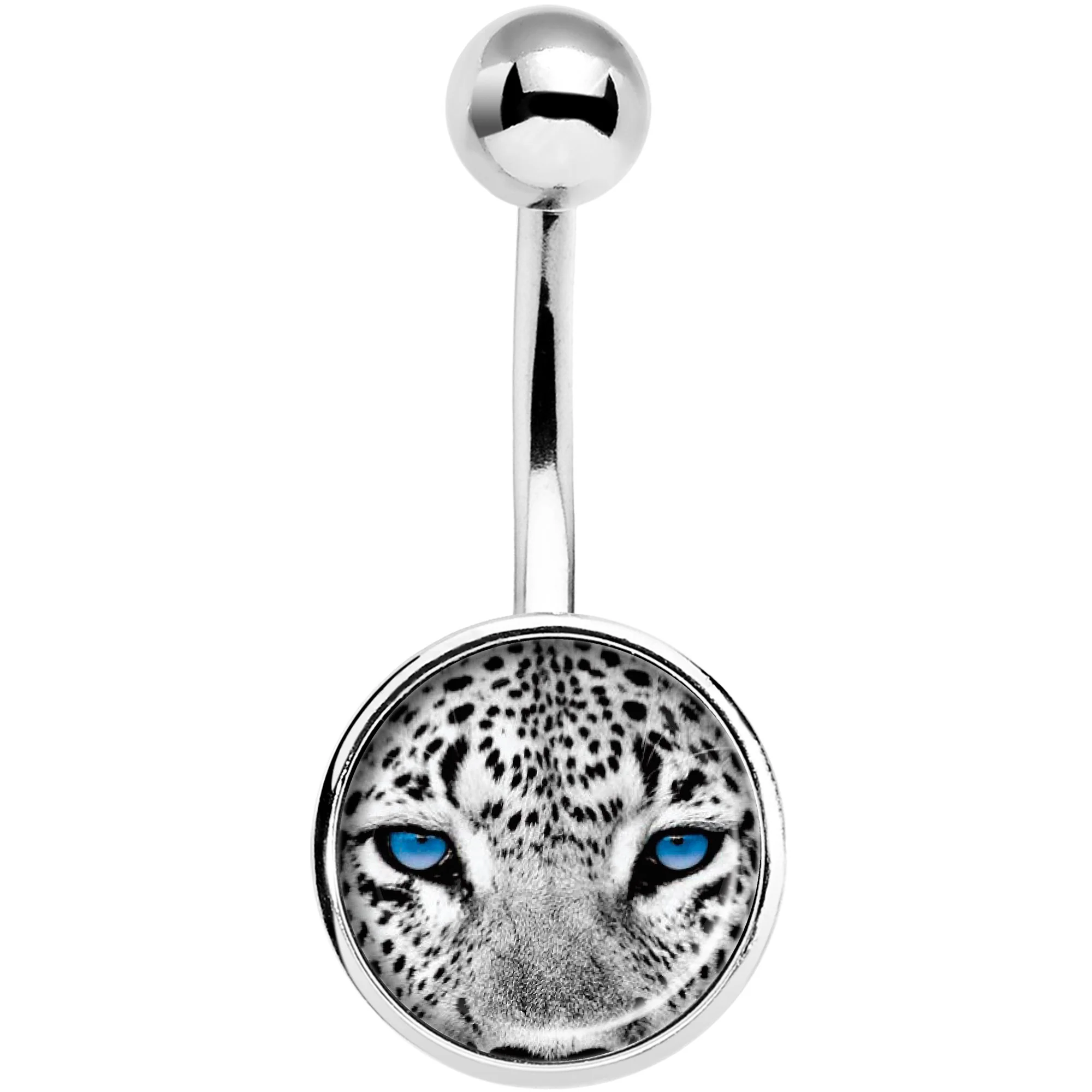 Black White Leopard Eyes Belly Ring - Image 2