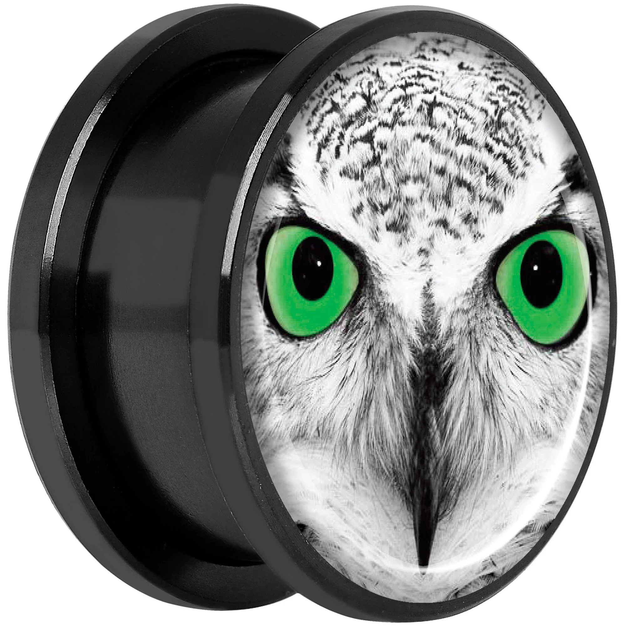 Black White Owl Black Anodized Screw Fit Plug Set 18mm - Image 2