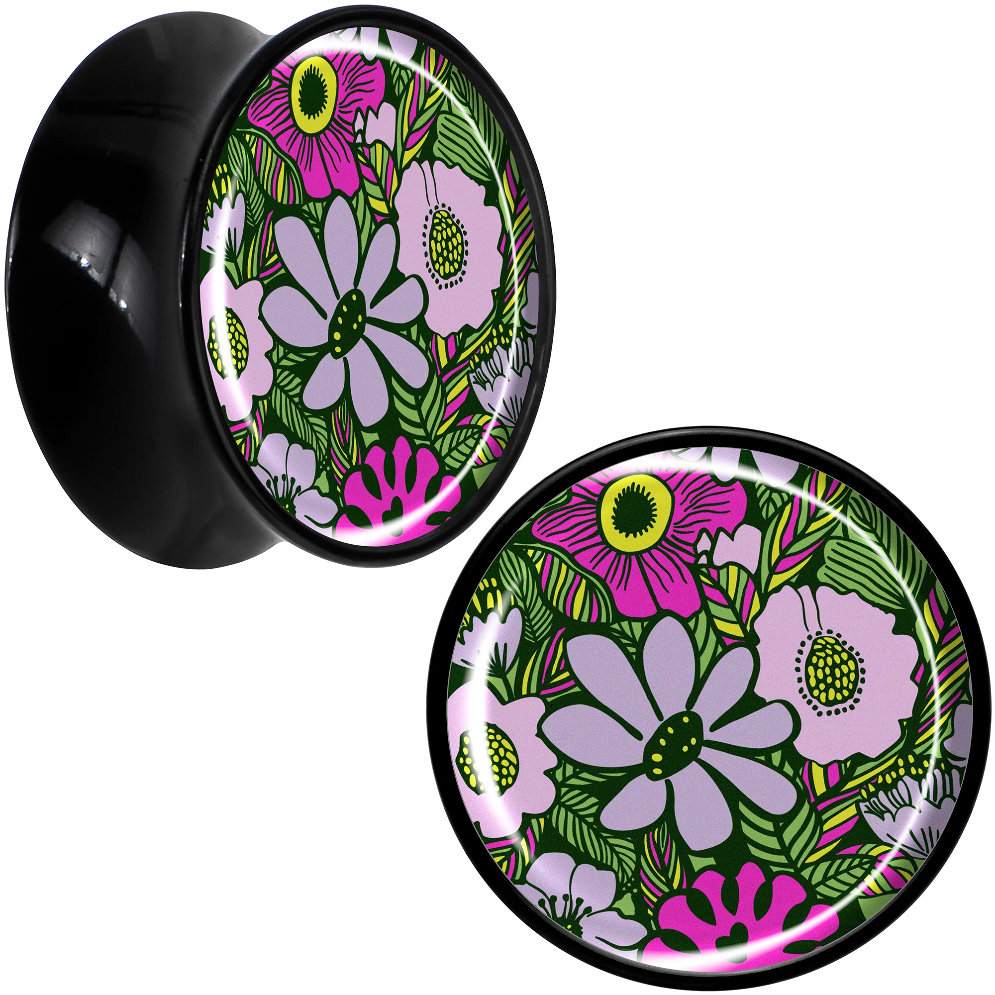 Blossom Creation Paradise of Pink Flowers Black Acrylic Saddle Plug Set by Onyx O - Image 11