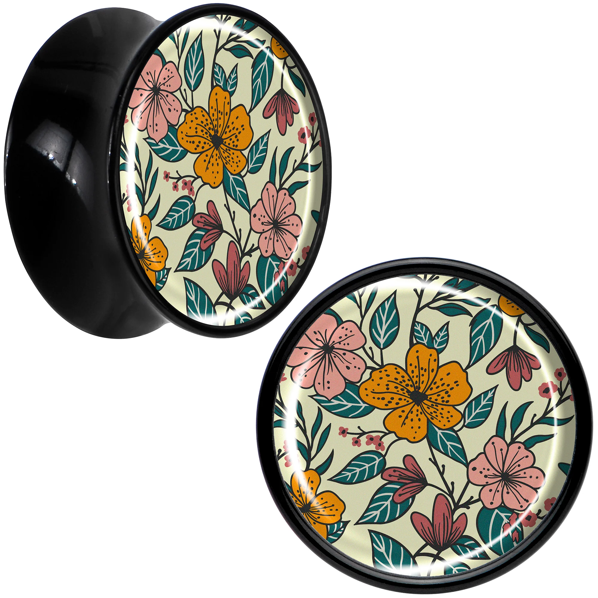 Blossom Creation Wildflower Flowers Black Acrylic Saddle Plug Set by Onyx O - Image 9