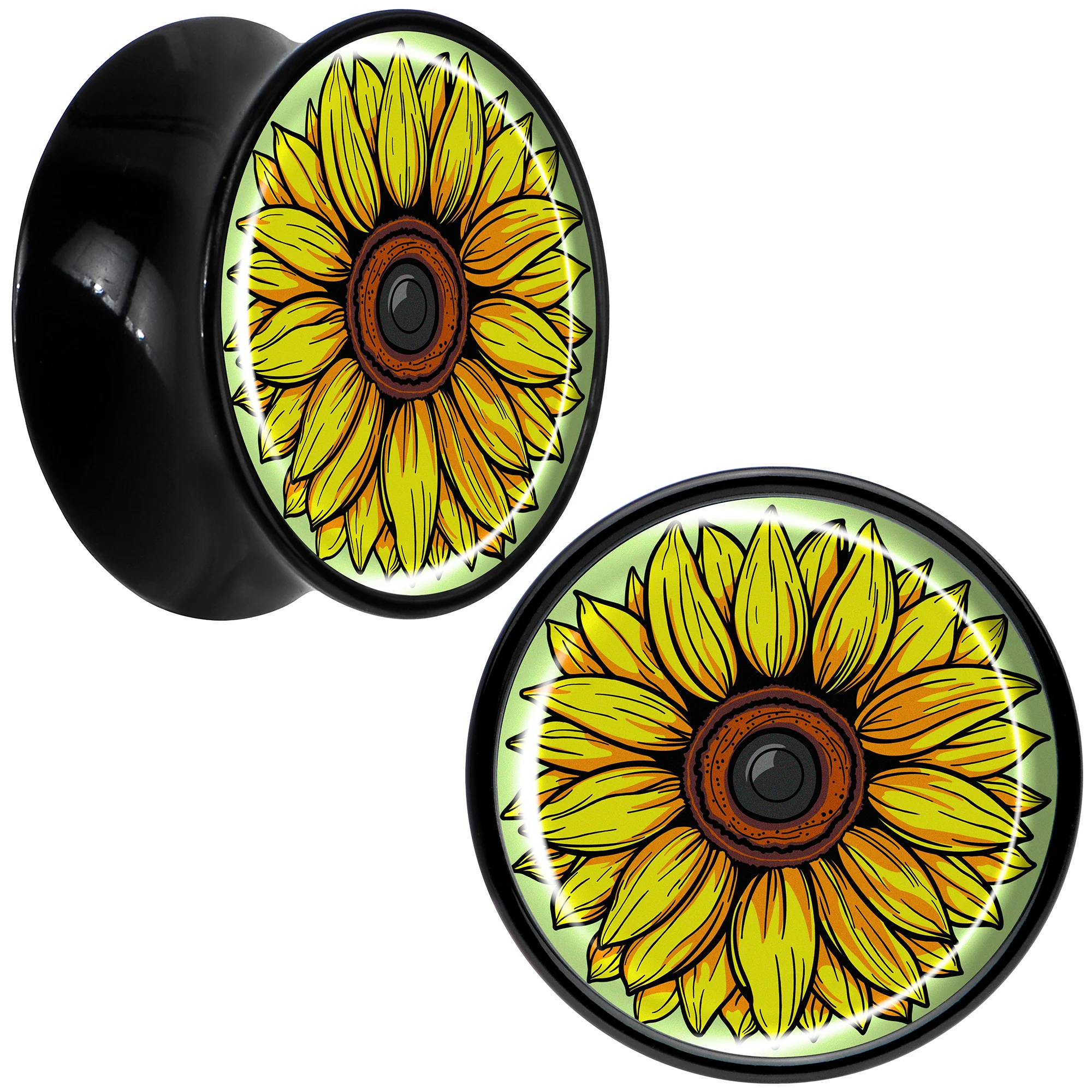 Blossom Creation Yellow Sunflower Black Acrylic Saddle Plug Set by Onyx O - Image 10
