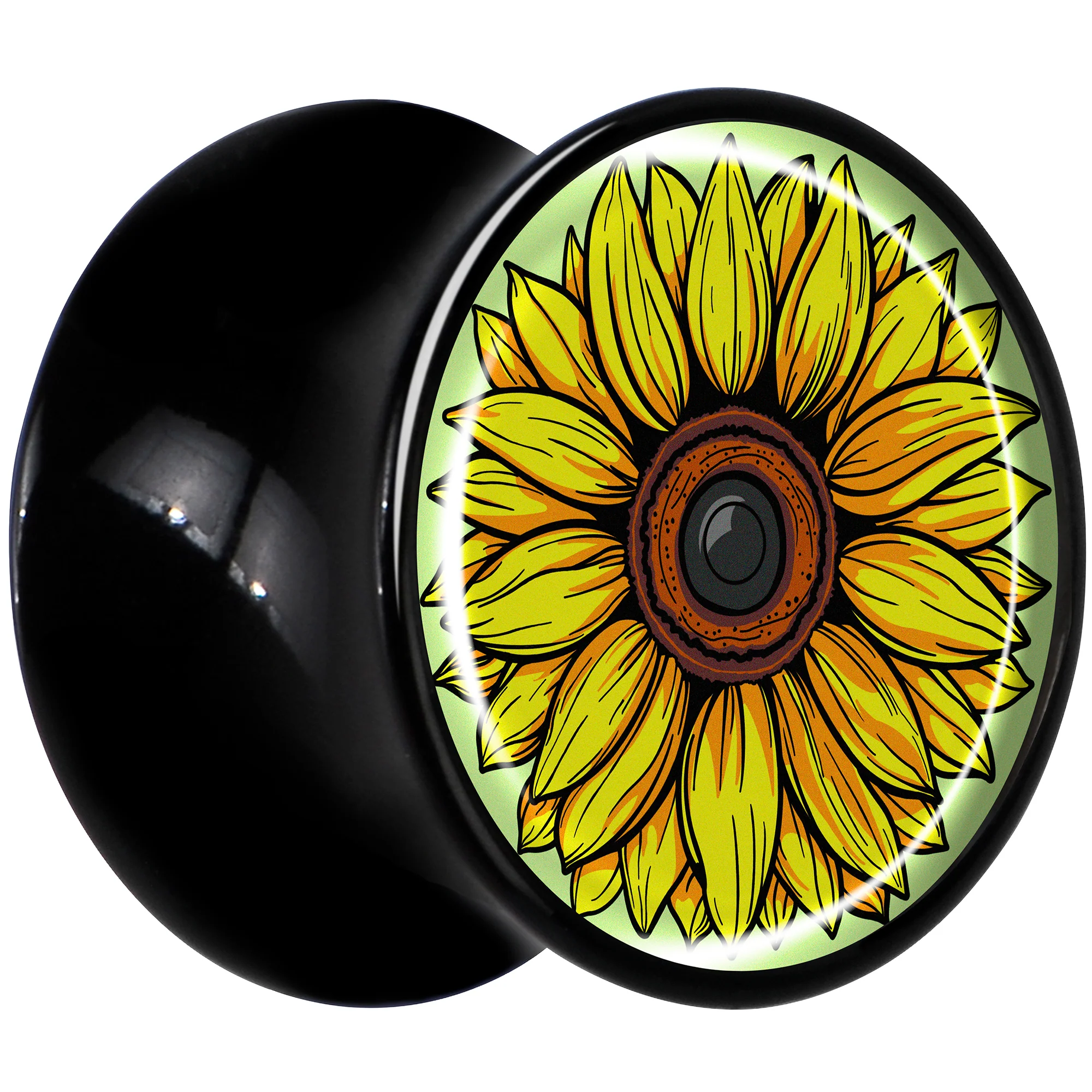 Blossom Creation Yellow Sunflower Black Acrylic Saddle Plug Set by Onyx O - Image 3