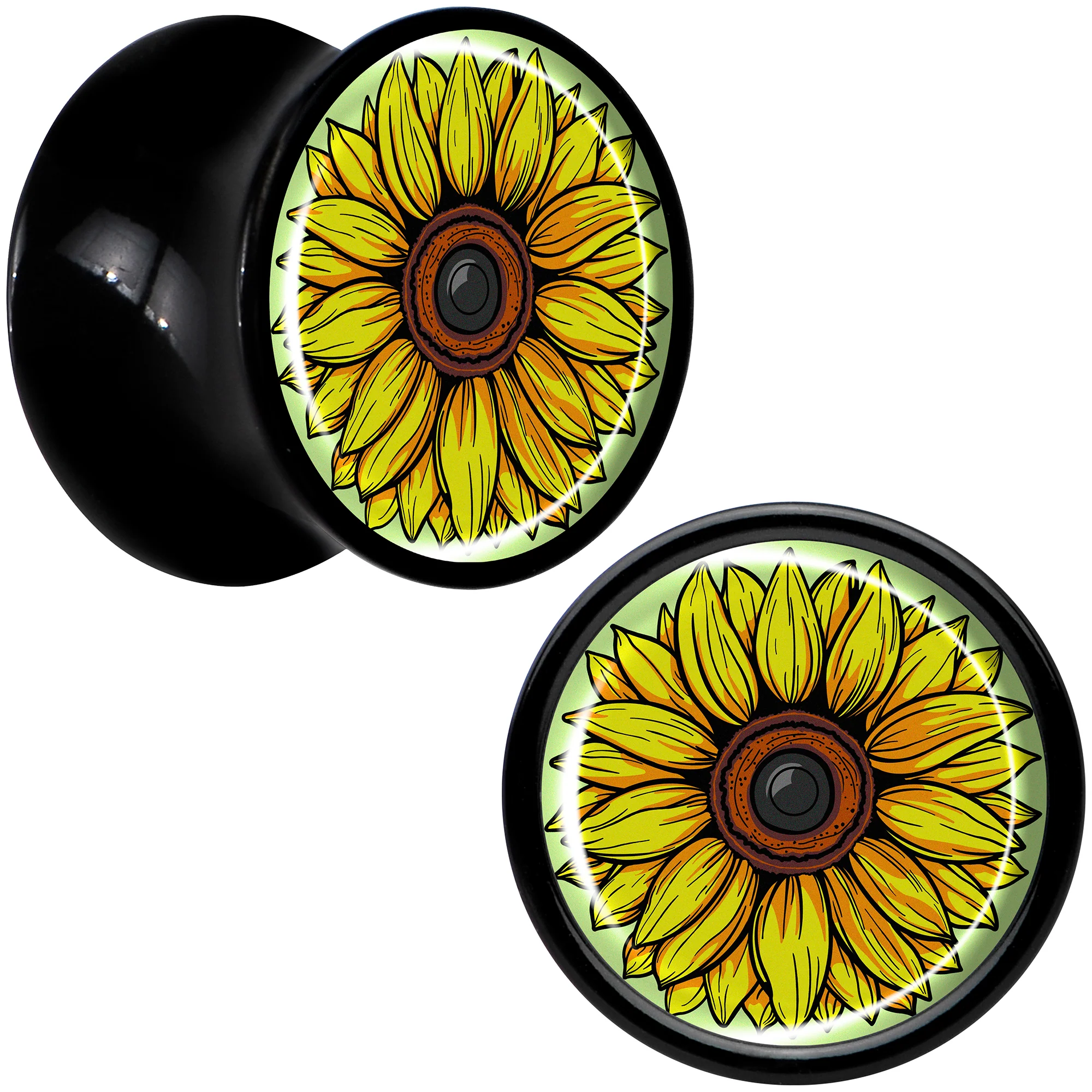 Blossom Creation Yellow Sunflower Black Acrylic Saddle Plug Set by Onyx O - Image 6