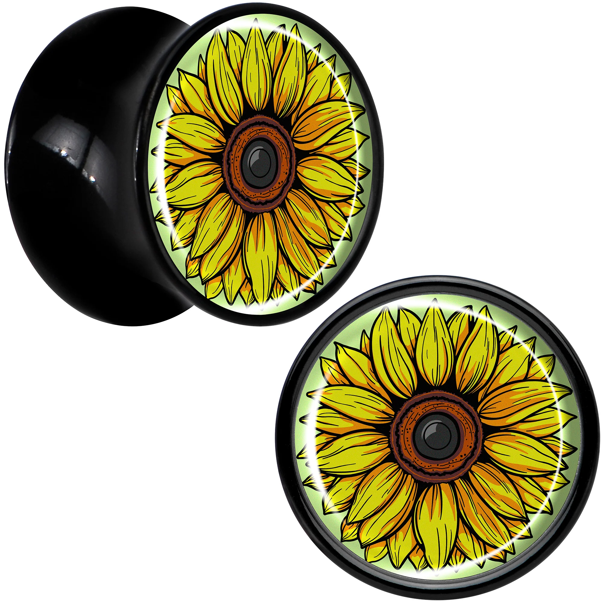 Blossom Creation Yellow Sunflower Black Acrylic Saddle Plug Set by Onyx O - Image 8
