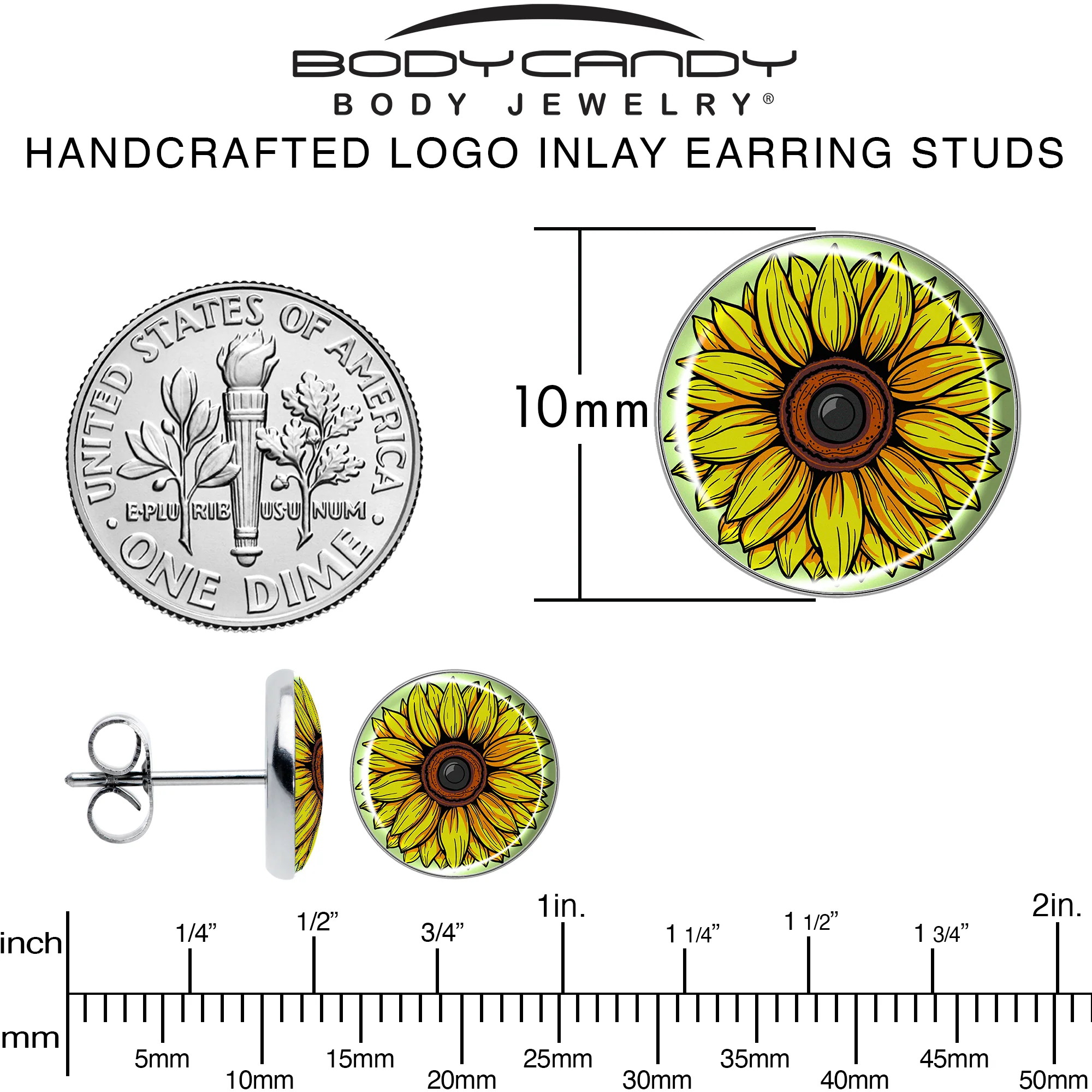 Blossom Creation Yellow Sunflower Stud Earrings by Onyx O - Image 6