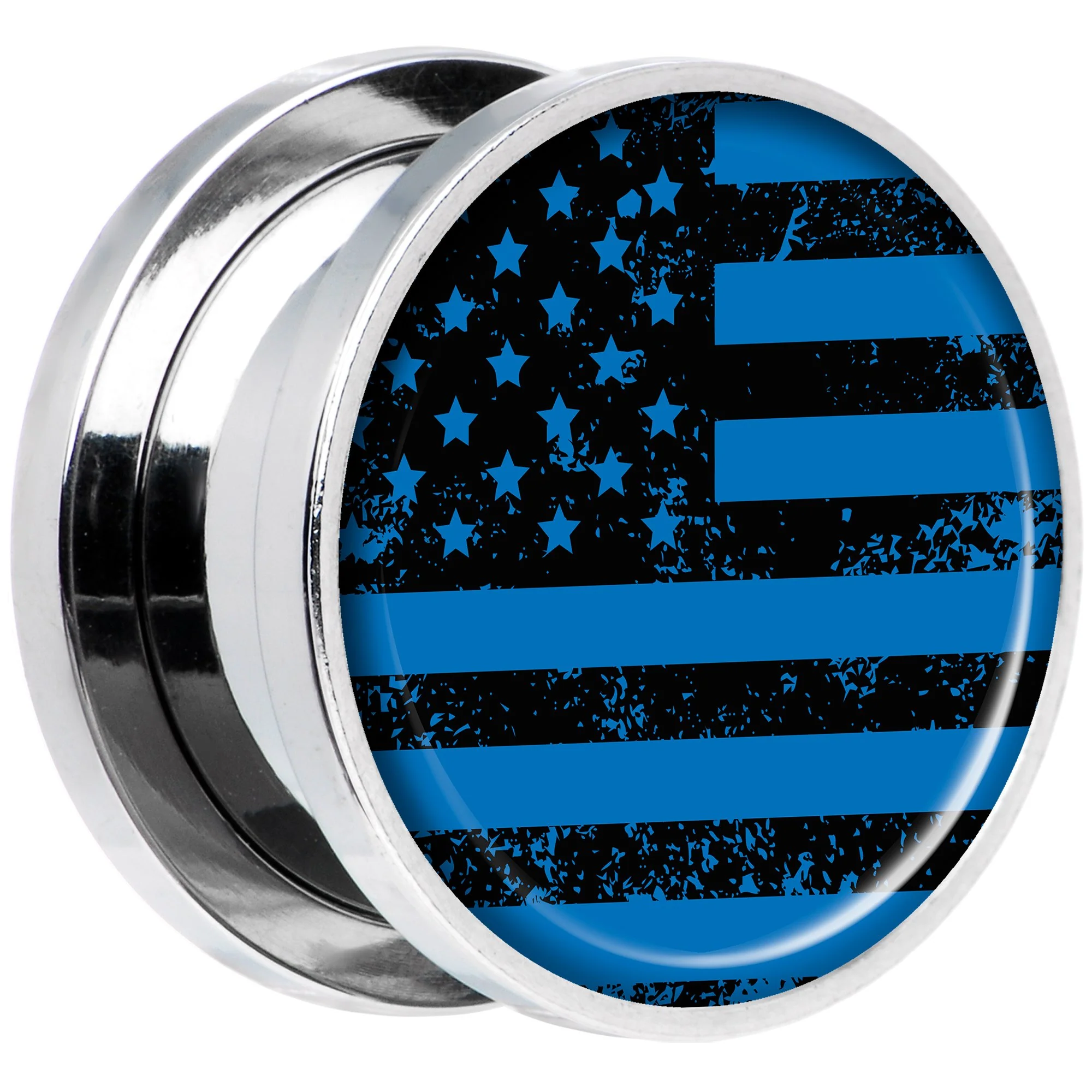 Blue American Flag Steel Screw Fit Plug Set 5/8 - Image 2