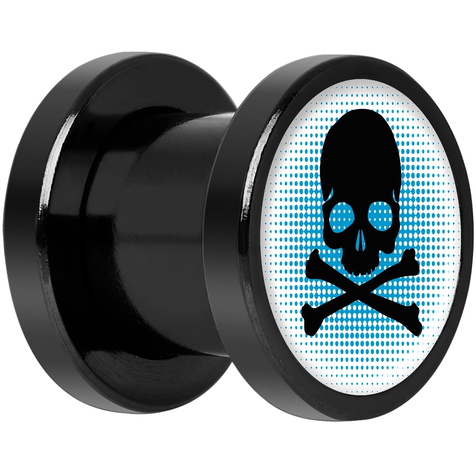 Blue Black Skull Black Anodized Screw Fit Plug Set 0G - Image 2
