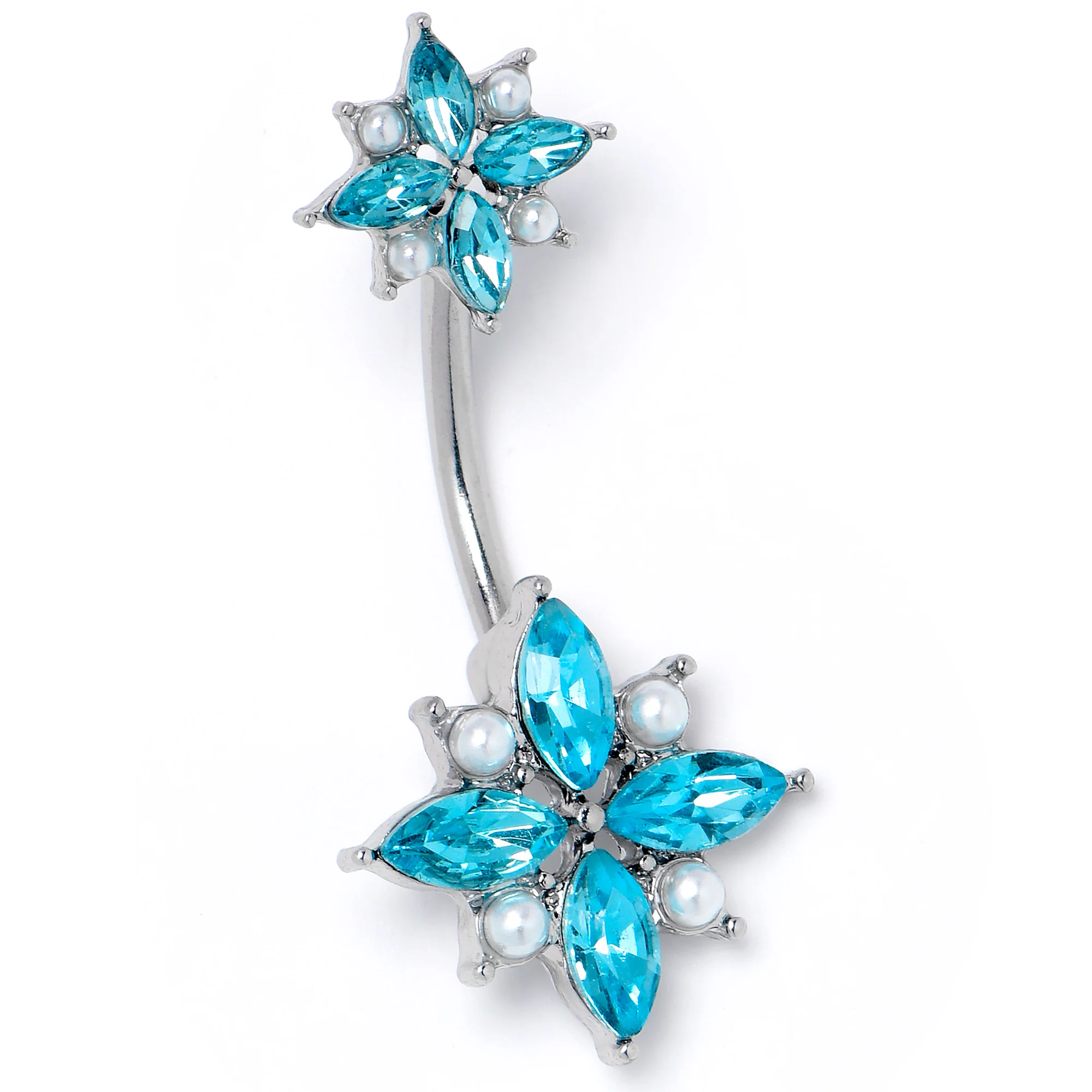 Blue Gem Star Power Double Mount Belly Ring - Image 3