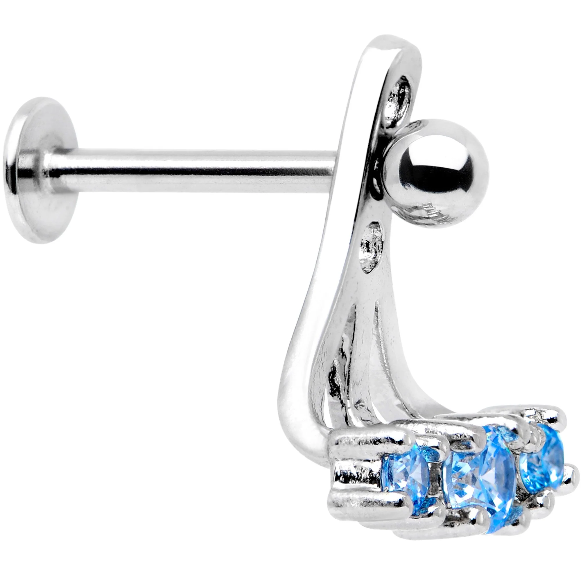 Blue Gem Triplet Fan Dangle Cartilage Tragus Helix Piercing - Image 3