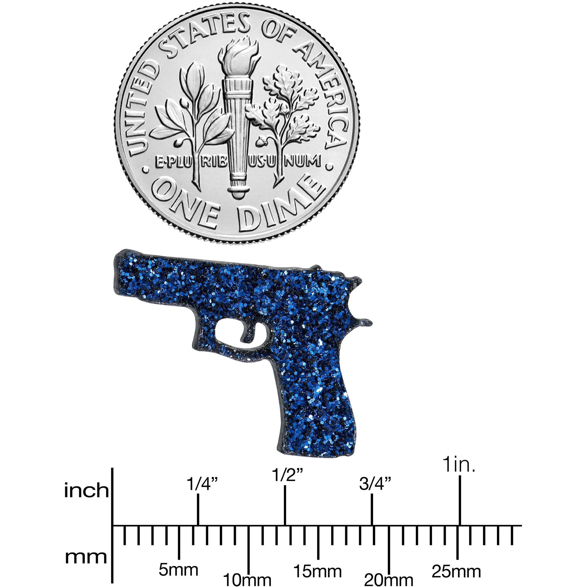Blue Glitter Gun Stud Earrings Set - Image 5