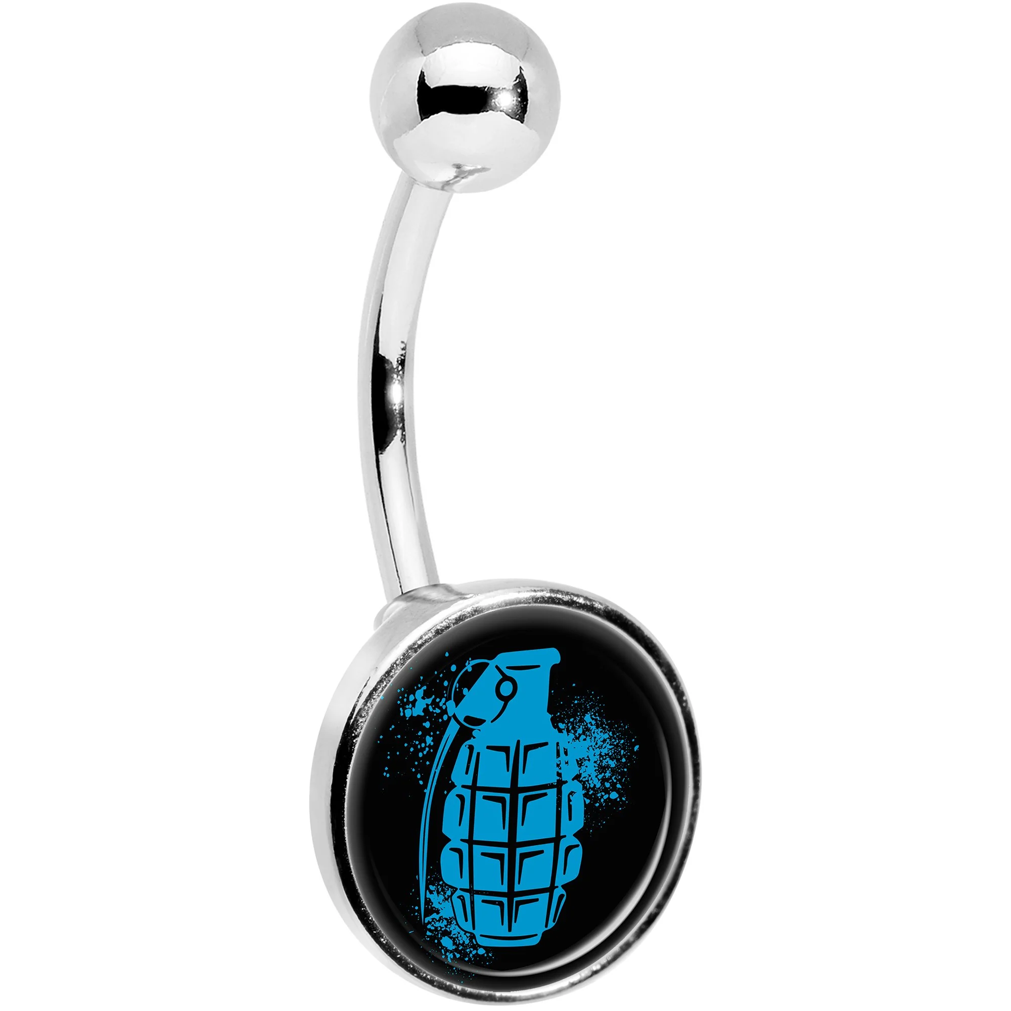 Blue Grenade Belly Ring - Image 3