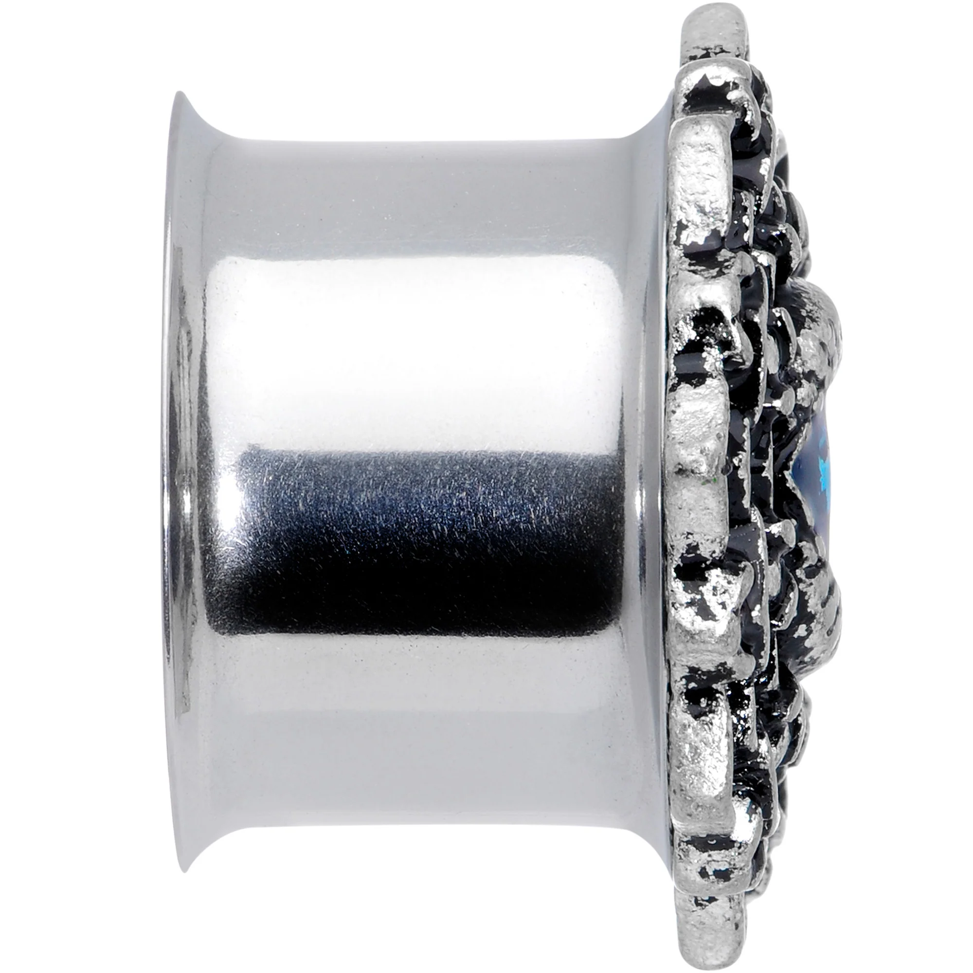 Blue White Evil Eye Mandala Double Flare Plug Set - Image 5