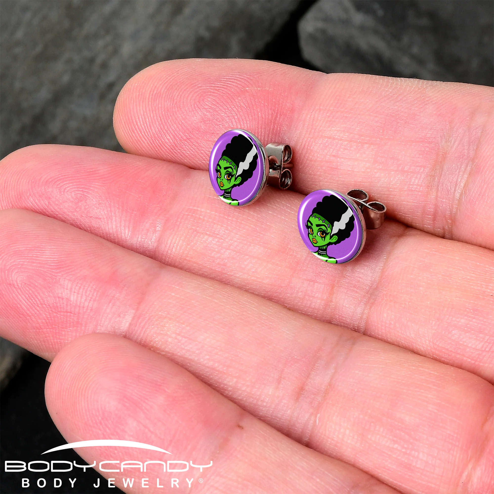Bride of Frankenstein Stud Earrings by Onyx O - Image 2