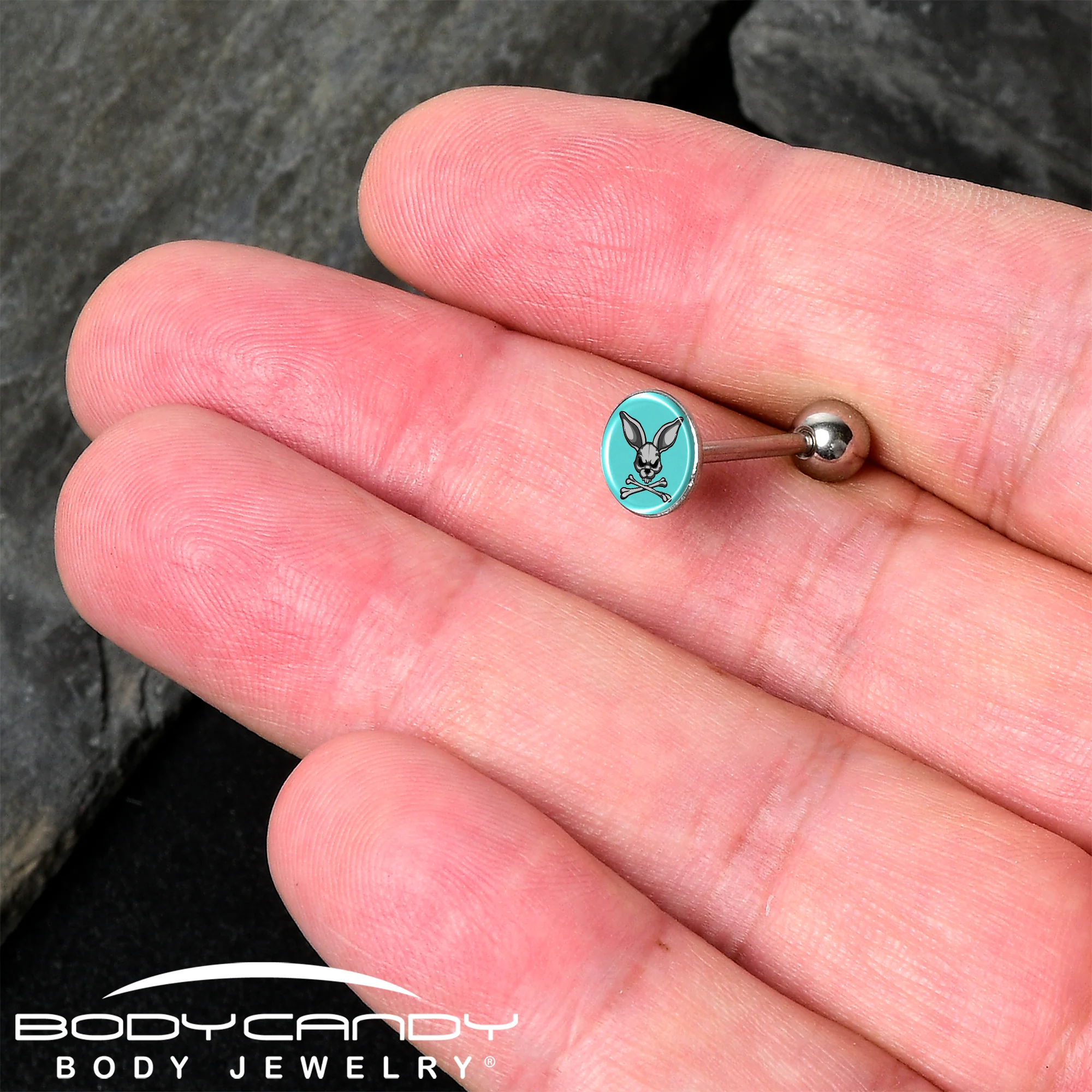 Bunny and Crossbones Barbell Tongue Ring by Onyx O - Image 2
