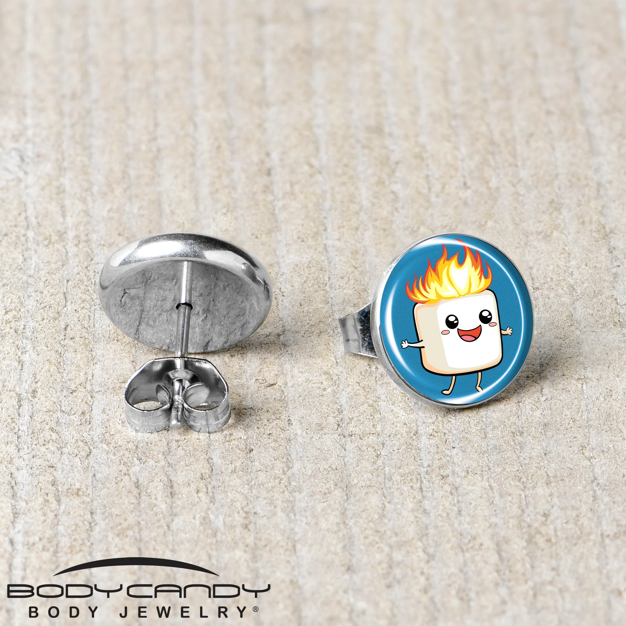 Burning Marshmallow Stud Earrings by Onyx O - Image 5