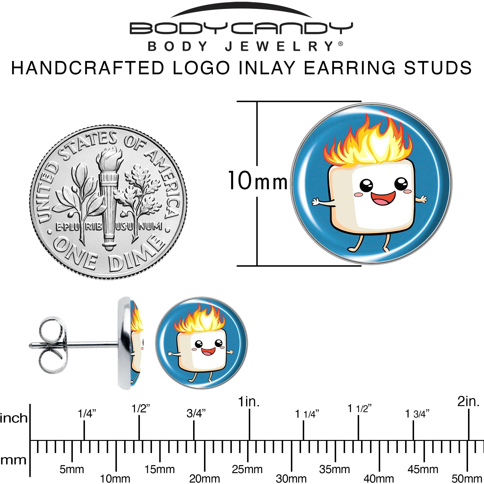 Burning Marshmallow Stud Earrings by Onyx O - Image 6