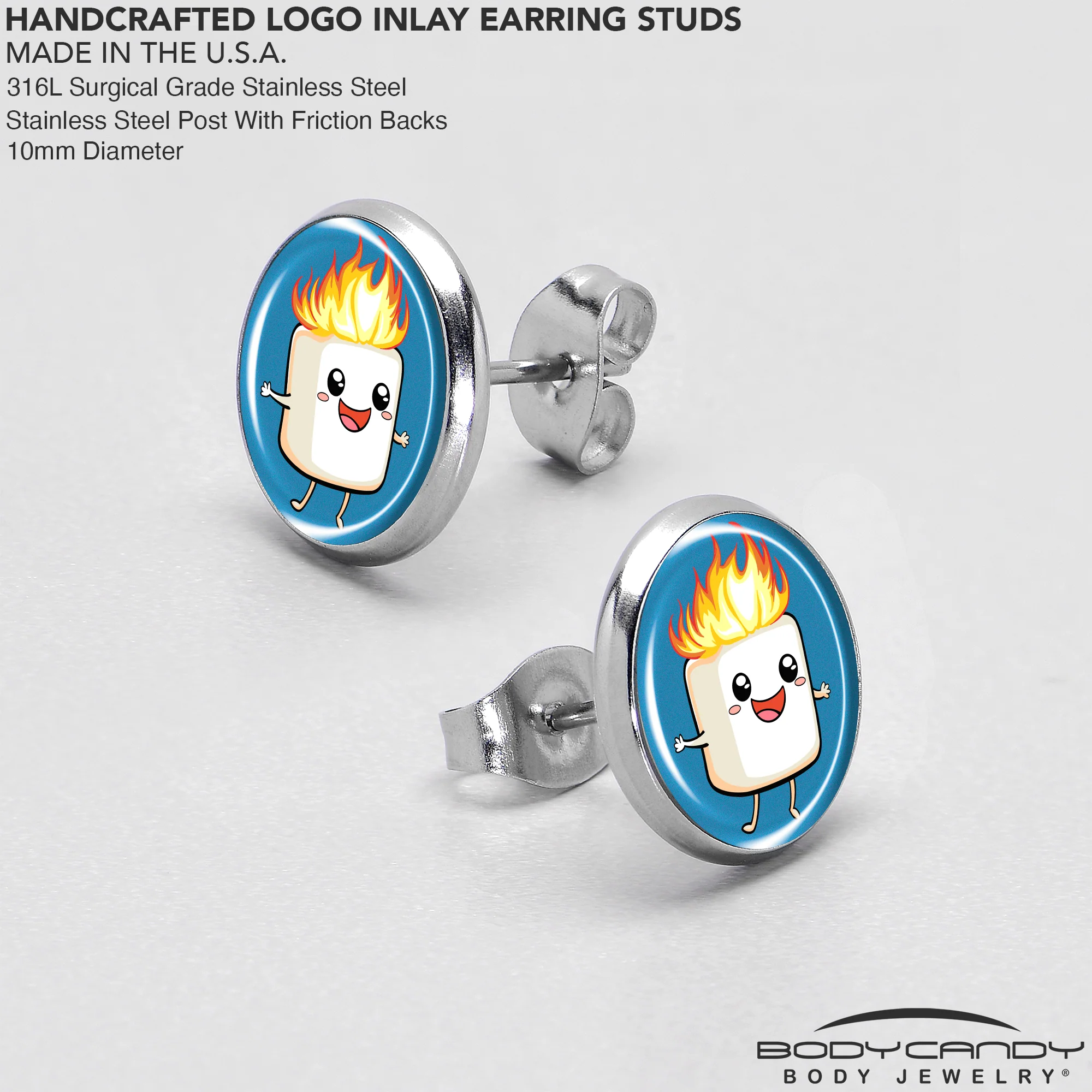 Burning Marshmallow Stud Earrings by Onyx O - Image 7