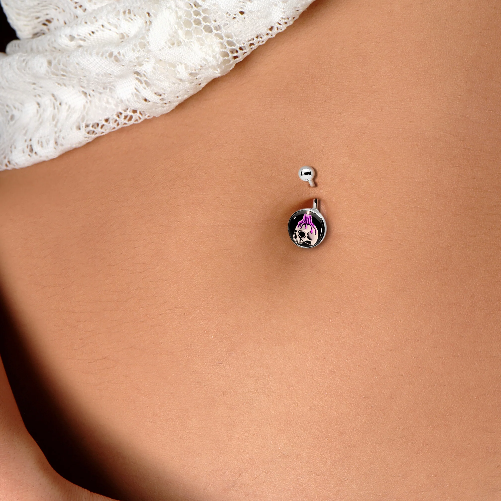 Burning Skull Candle Belly Ring by Onyx O - Image 2