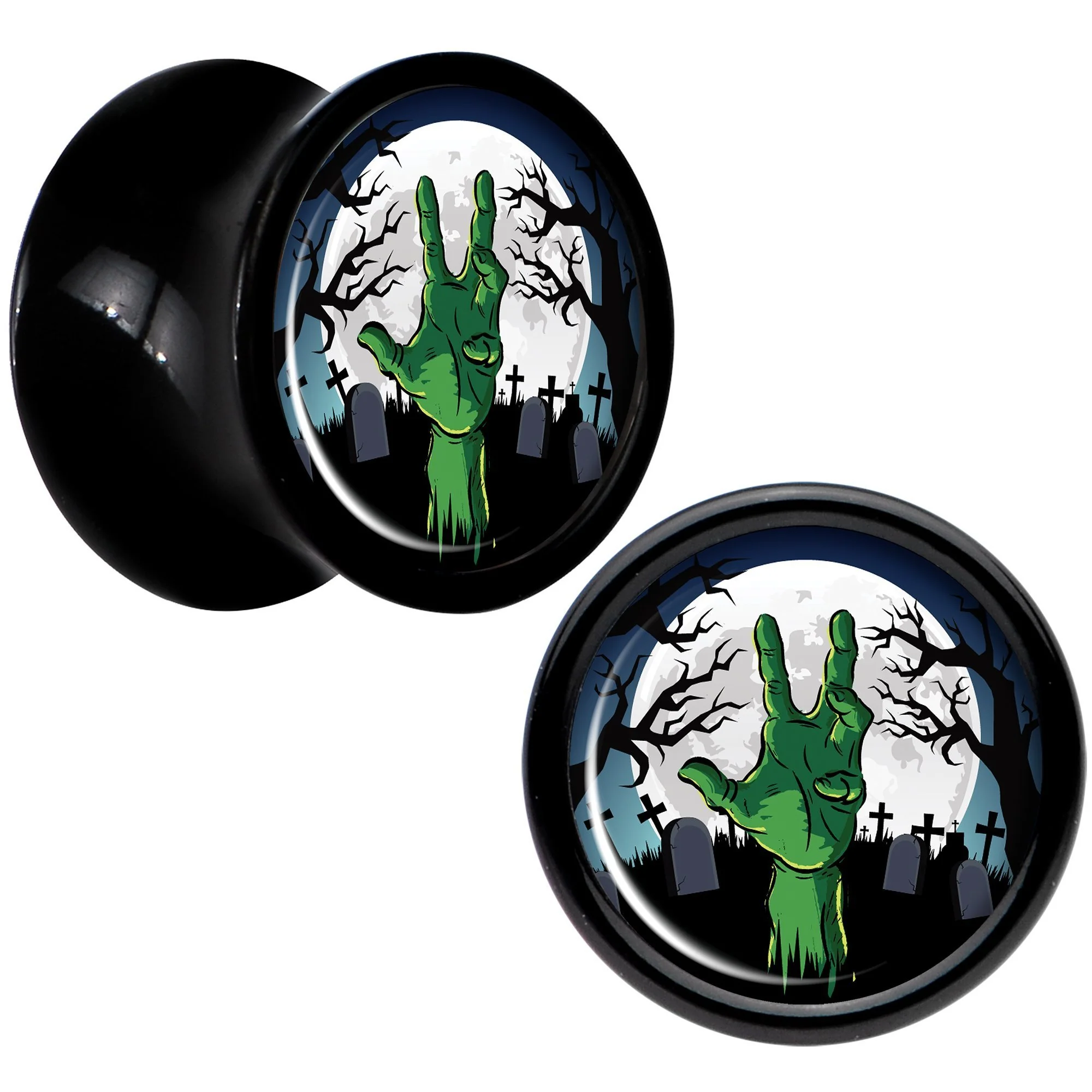 Cemetery Zombie Hand Halloween Black Acrylic Plug Set Available Sizes 0G to 20mm - Image 5