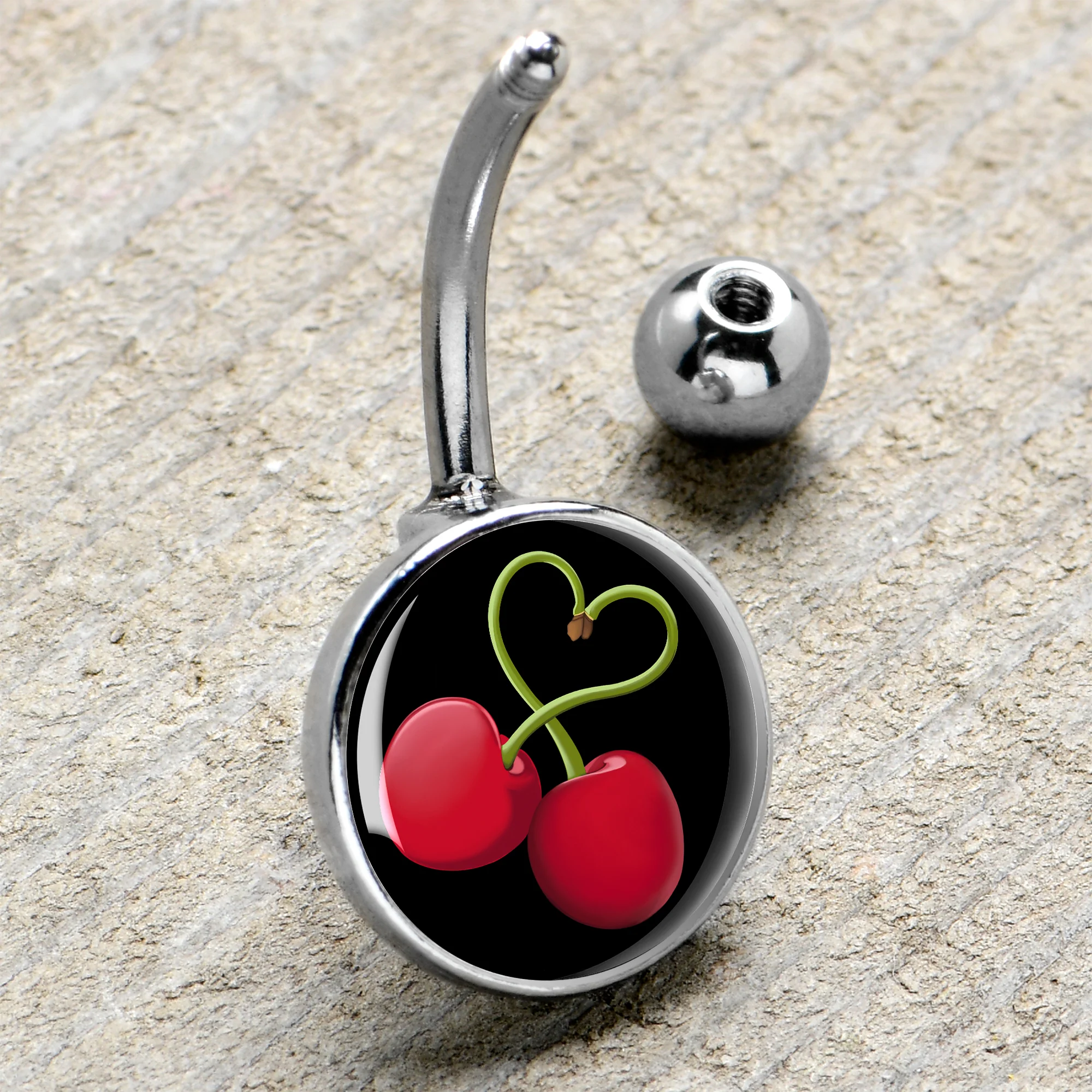 Cherry Heart Belly Ring by Onyx O - Image 4