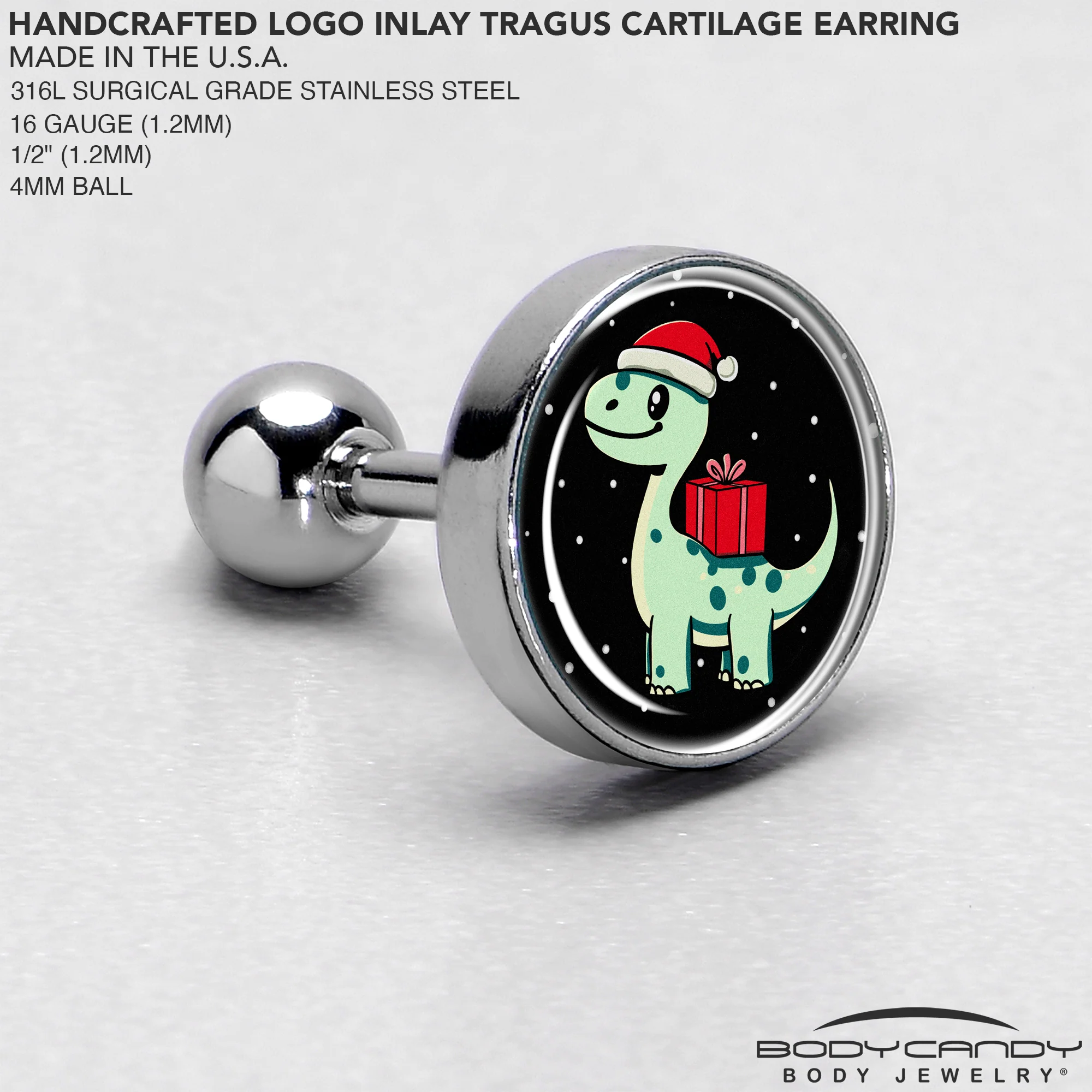 Christmas Holiday Dinosaur Tragus Cartilage Earring by Onyx O - Image 4