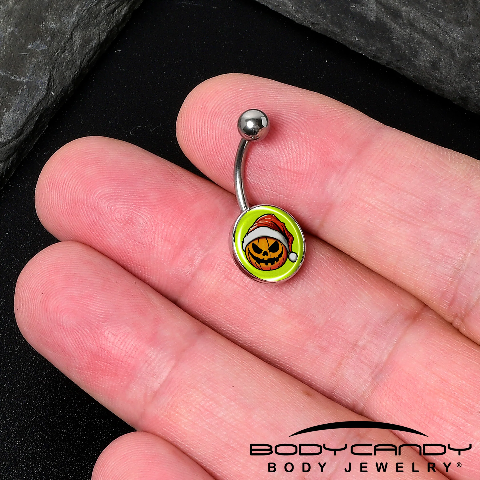 Christmas Holiday Santa Hat Pumpkin Belly Ring by Onyx O - Image 2