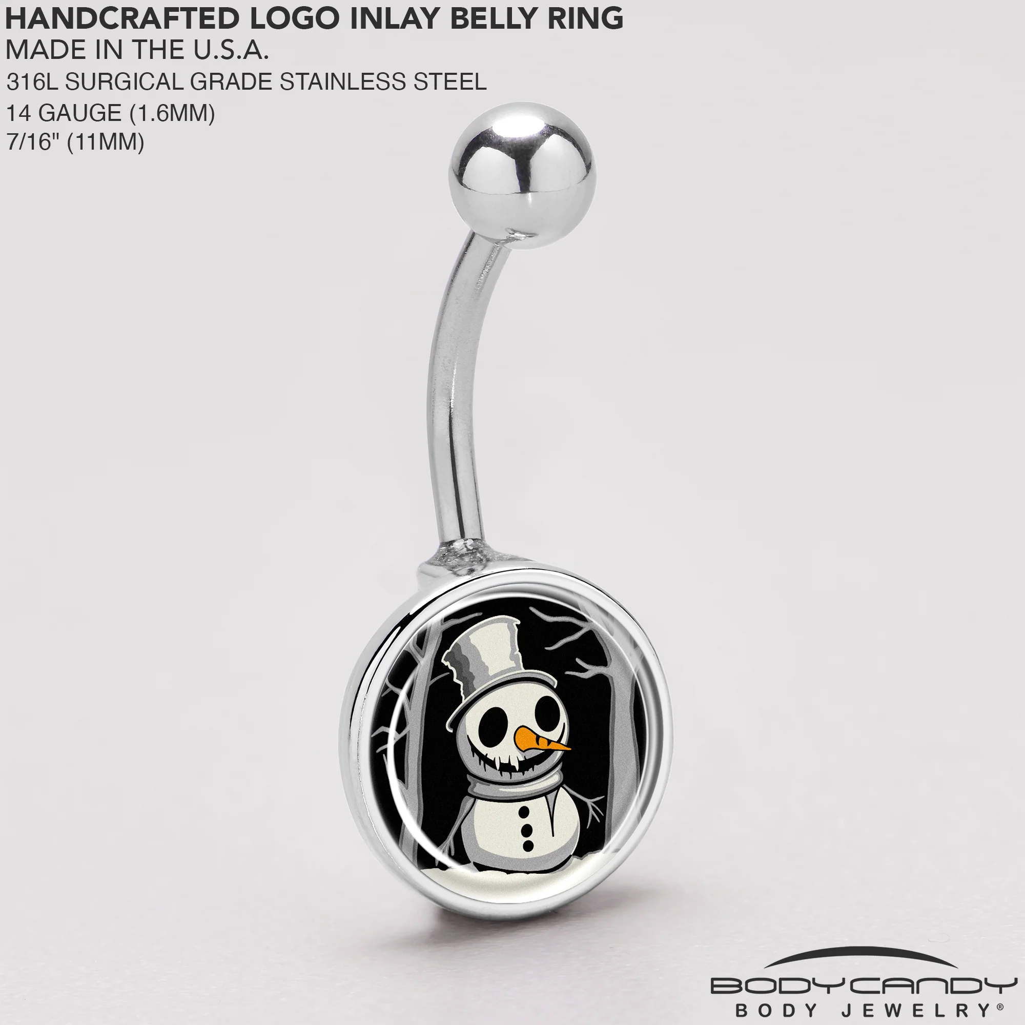 Christmas Holiday Spooky Snowman Belly Ring by Onyx O - Image 5