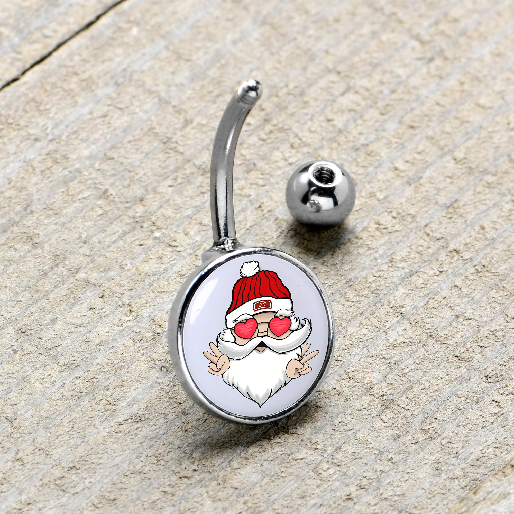 Christmas Peace Love Santa Belly Ring by Onyx O - Image 3