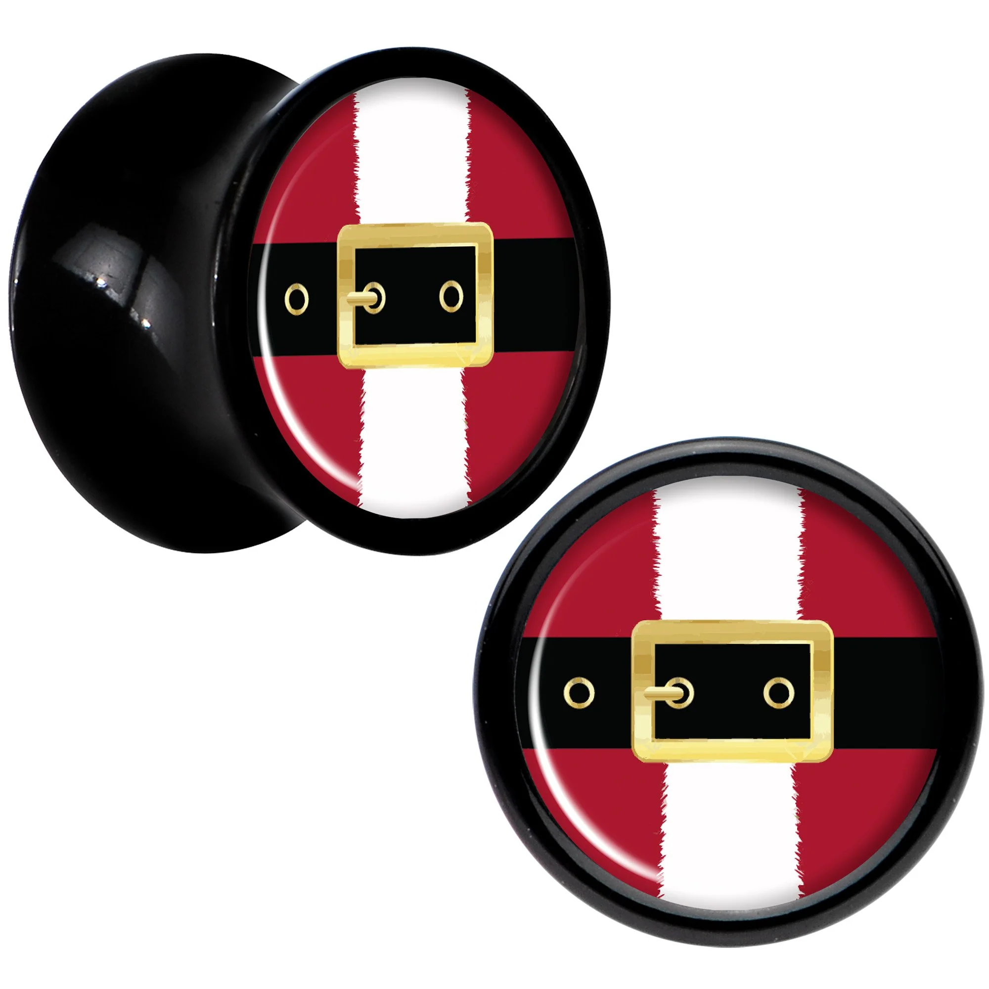 Christmas Santa Suit Black Acrylic Saddle Plug Set Sizes 5mm to 20mm - Image 4