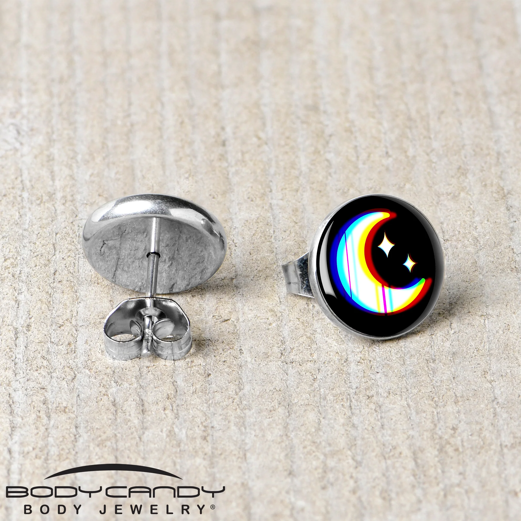 Chromatic Moon Stud Earrings by Onyx O - Image 5