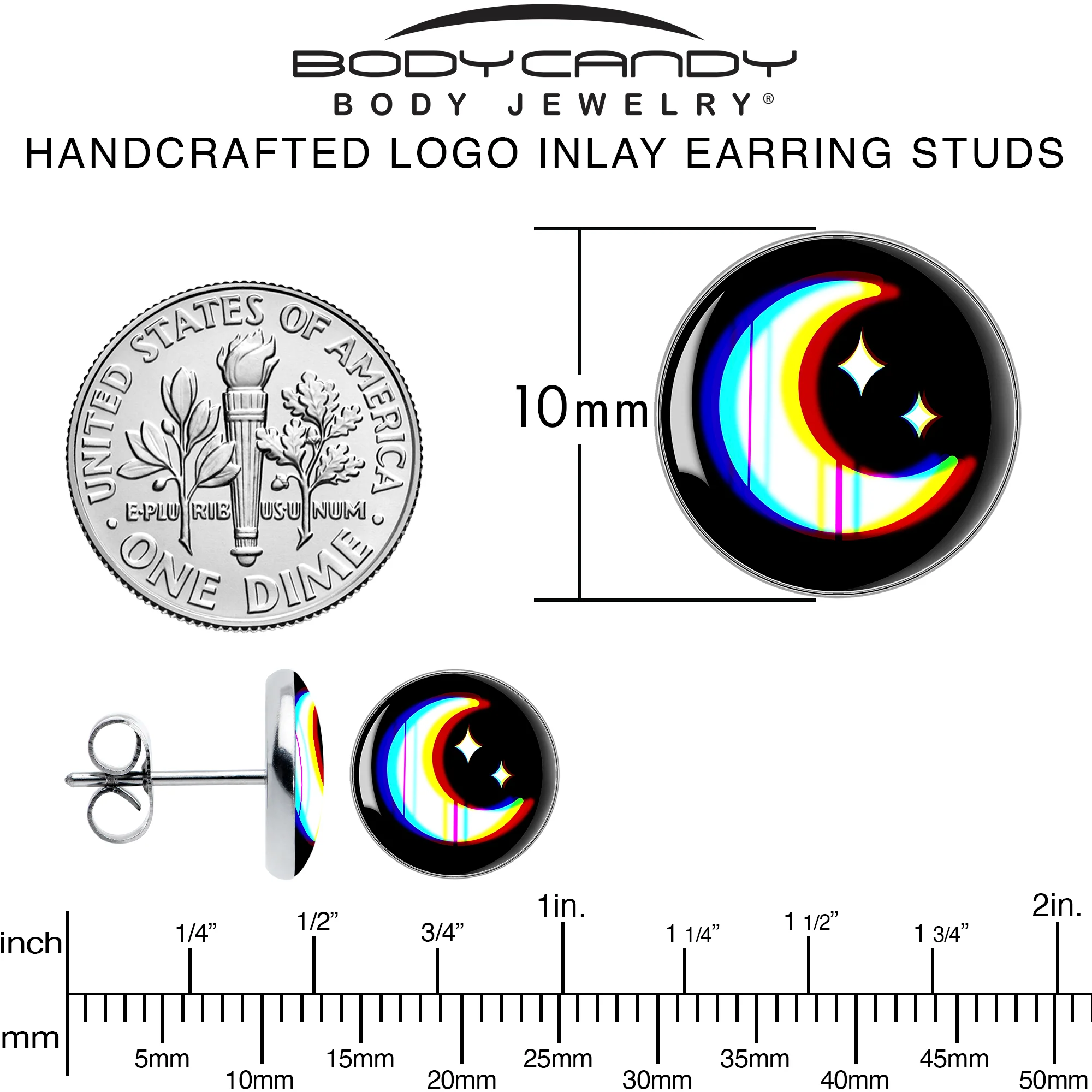 Chromatic Moon Stud Earrings by Onyx O - Image 6