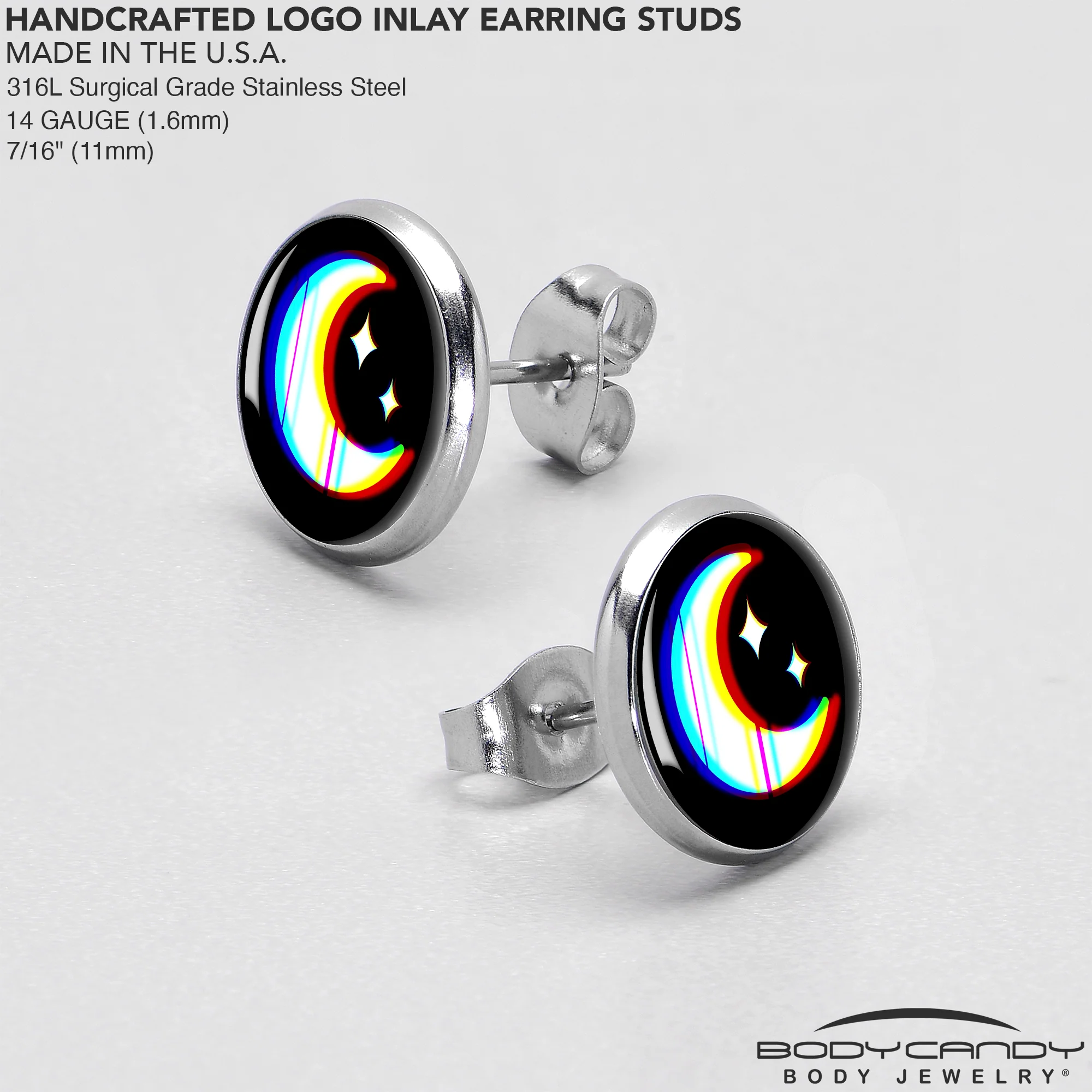 Chromatic Moon Stud Earrings by Onyx O - Image 7