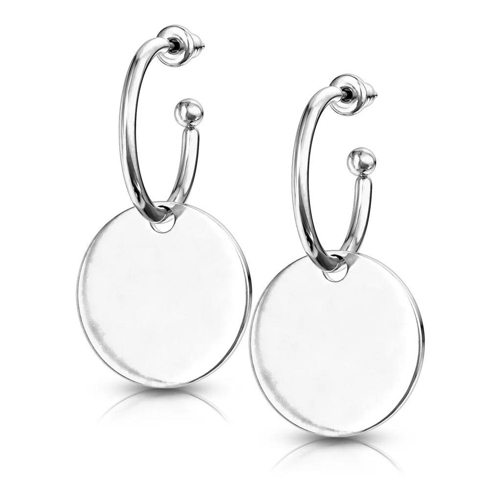 Circular Dangle Stainless Steel Stud Hoop Earrings - Image 7