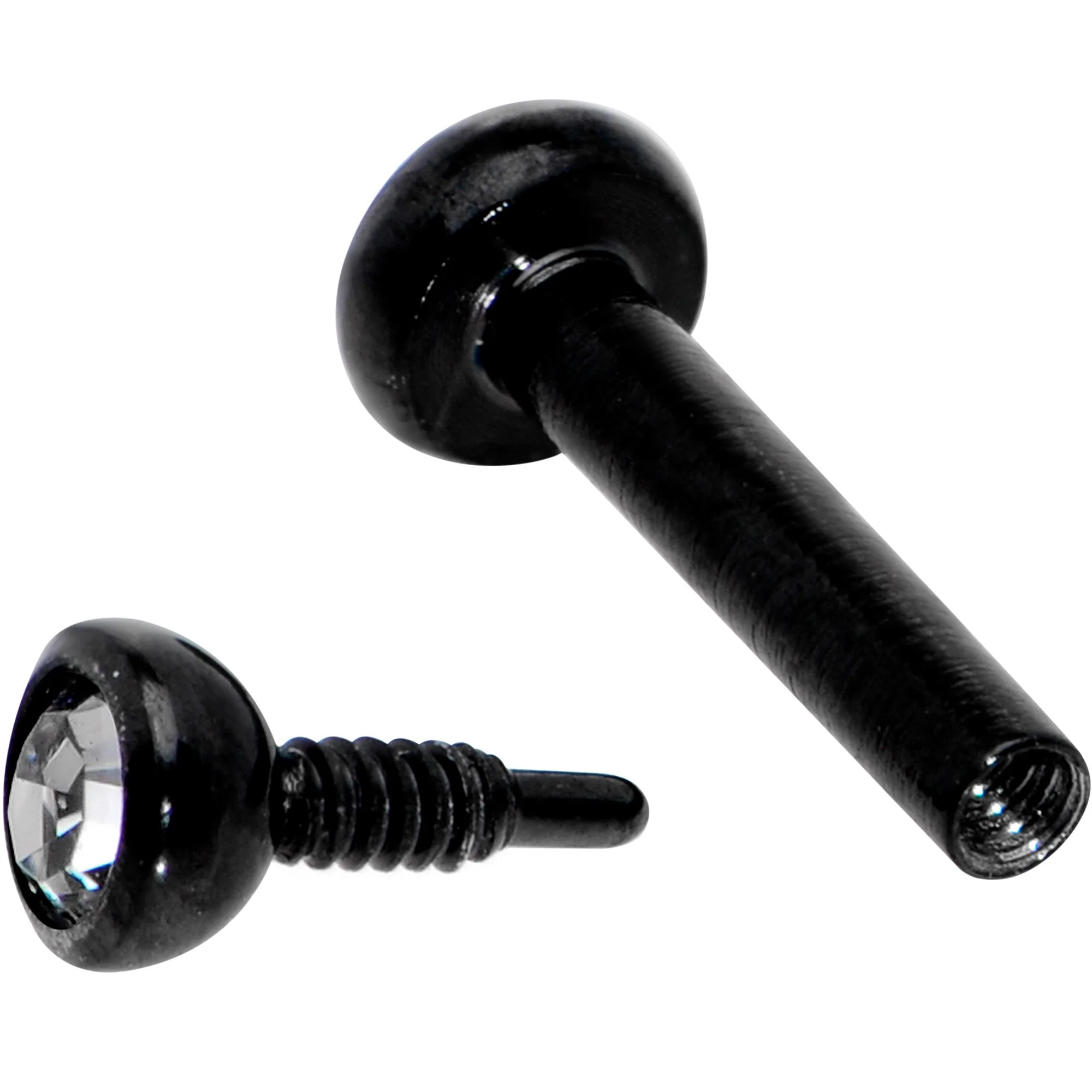 Clear 2mm Gem Black Internally Threaded Cartilage Earring - Image 3